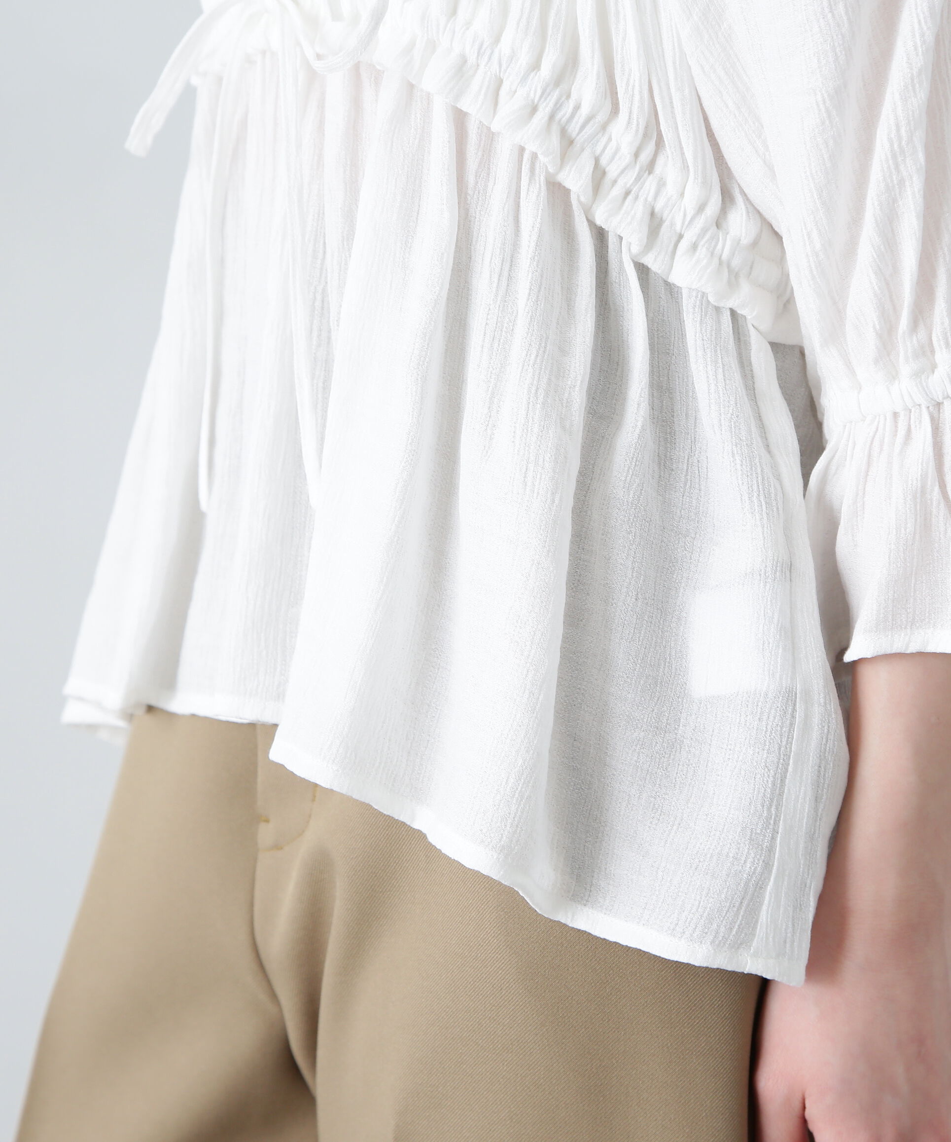  「楊柳シャーリングリボンブラウス」|シャツ・ブラウス|