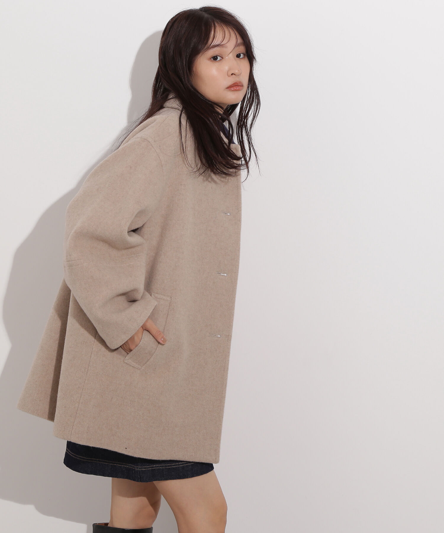  「ステンカラーミディコート」|ブルゾン・スタジャン|