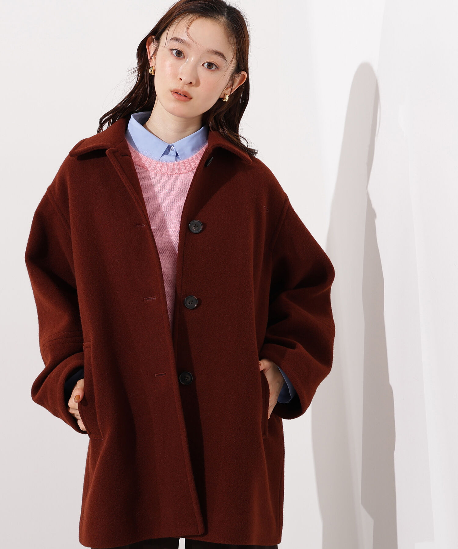  「ステンカラーミディコート」|ブルゾン・スタジャン|