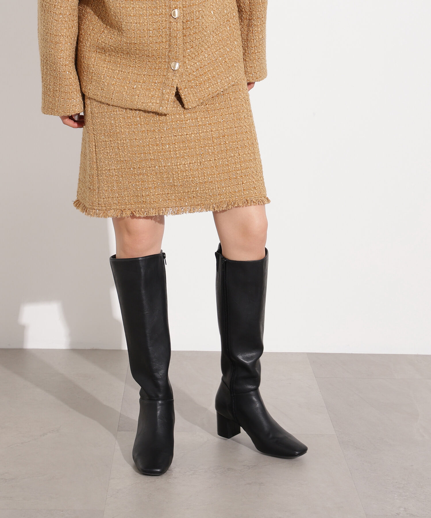  「ツイード SETUP スカート」|スカート|キャメル1