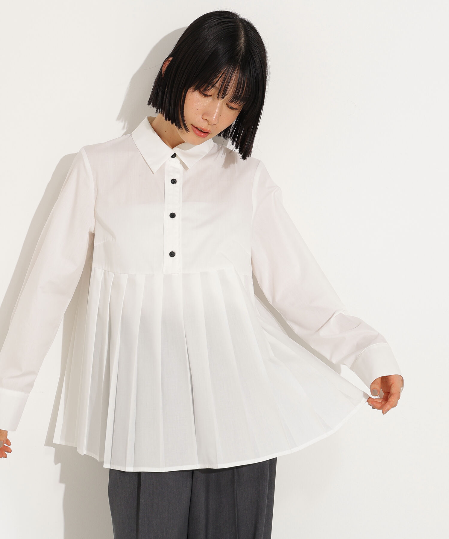  「プリーツペプラムブラウス」|シャツ・ブラウス|