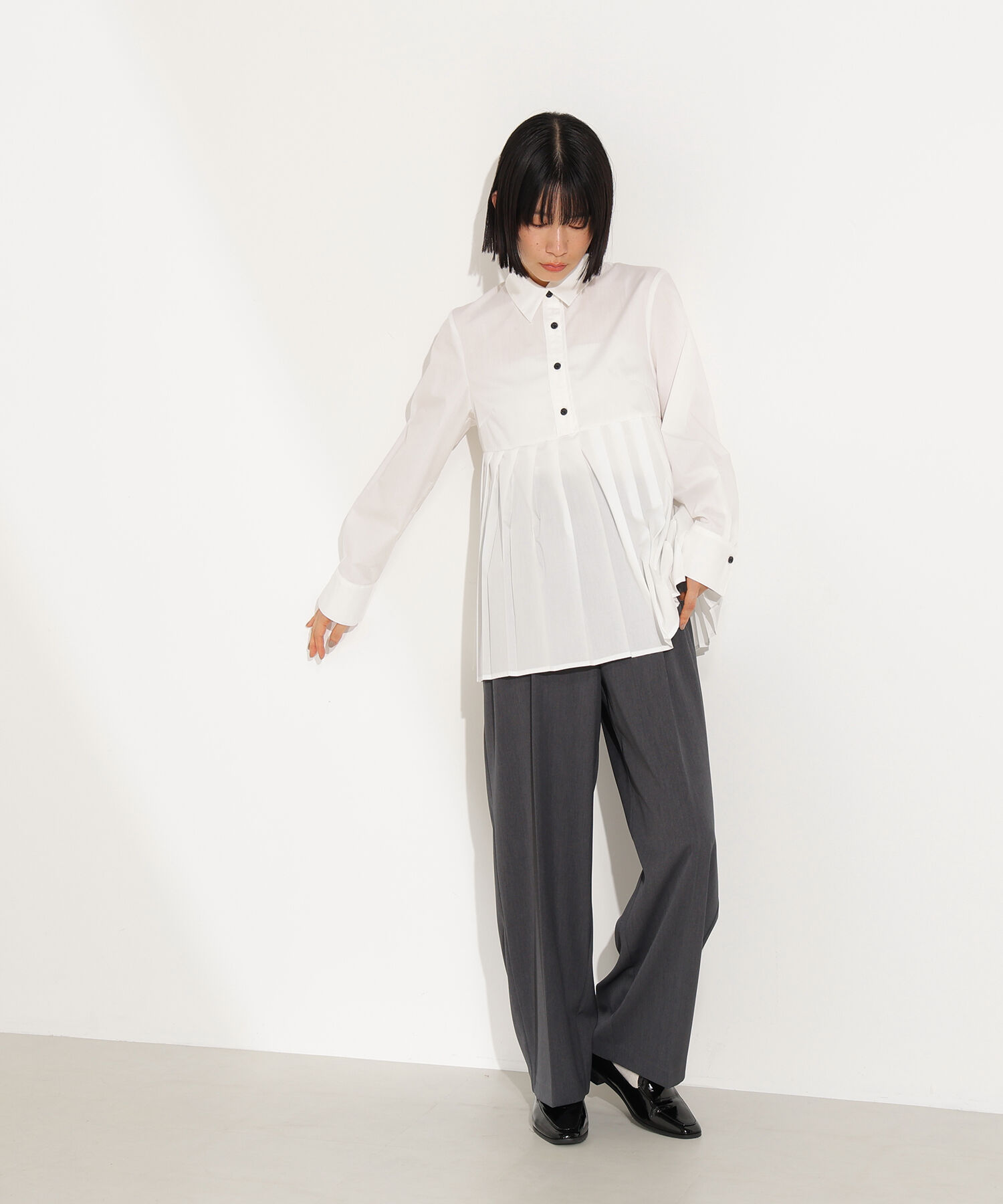  「プリーツペプラムブラウス」|シャツ・ブラウス|