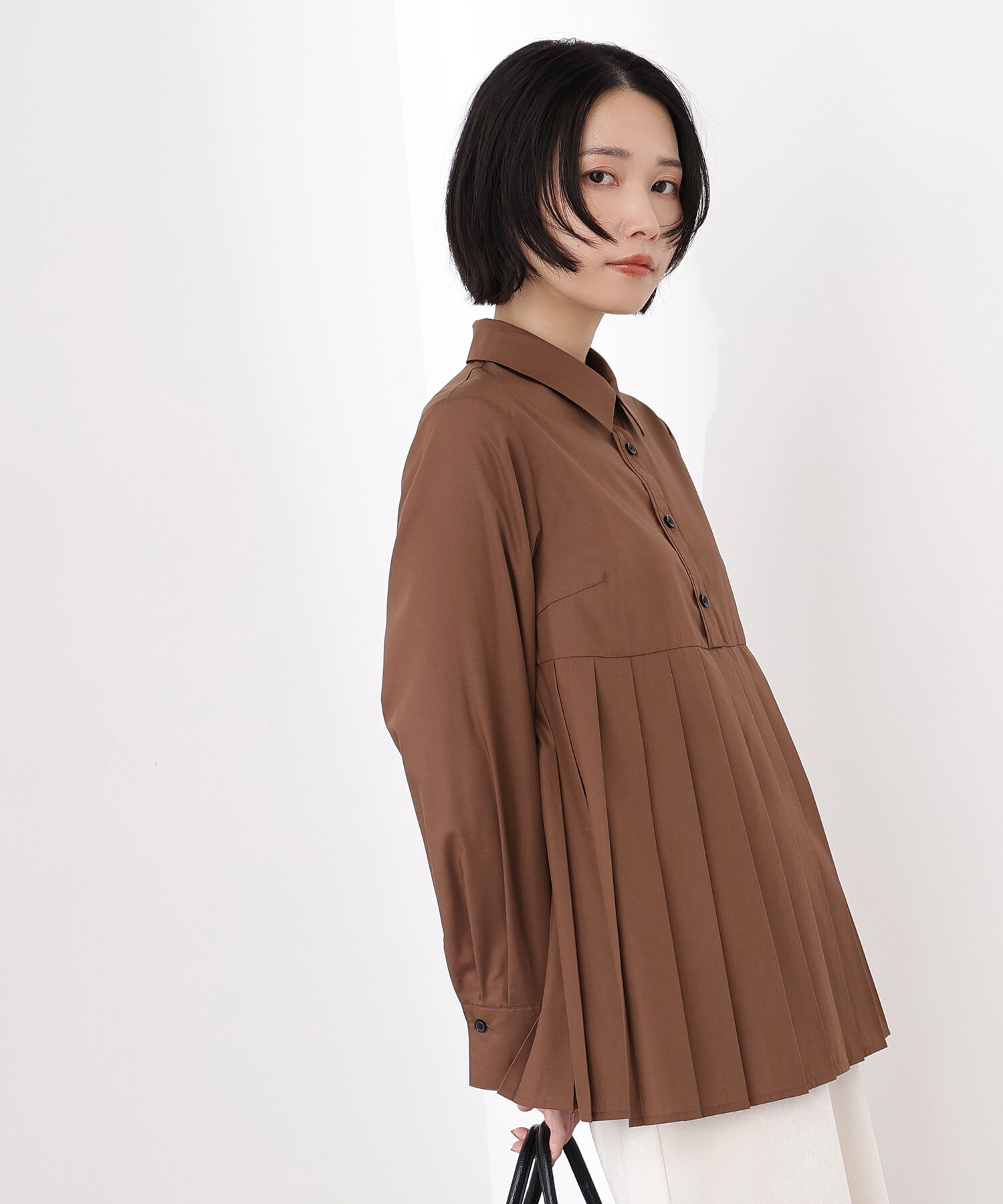  「プリーツペプラムブラウス」|シャツ・ブラウス|