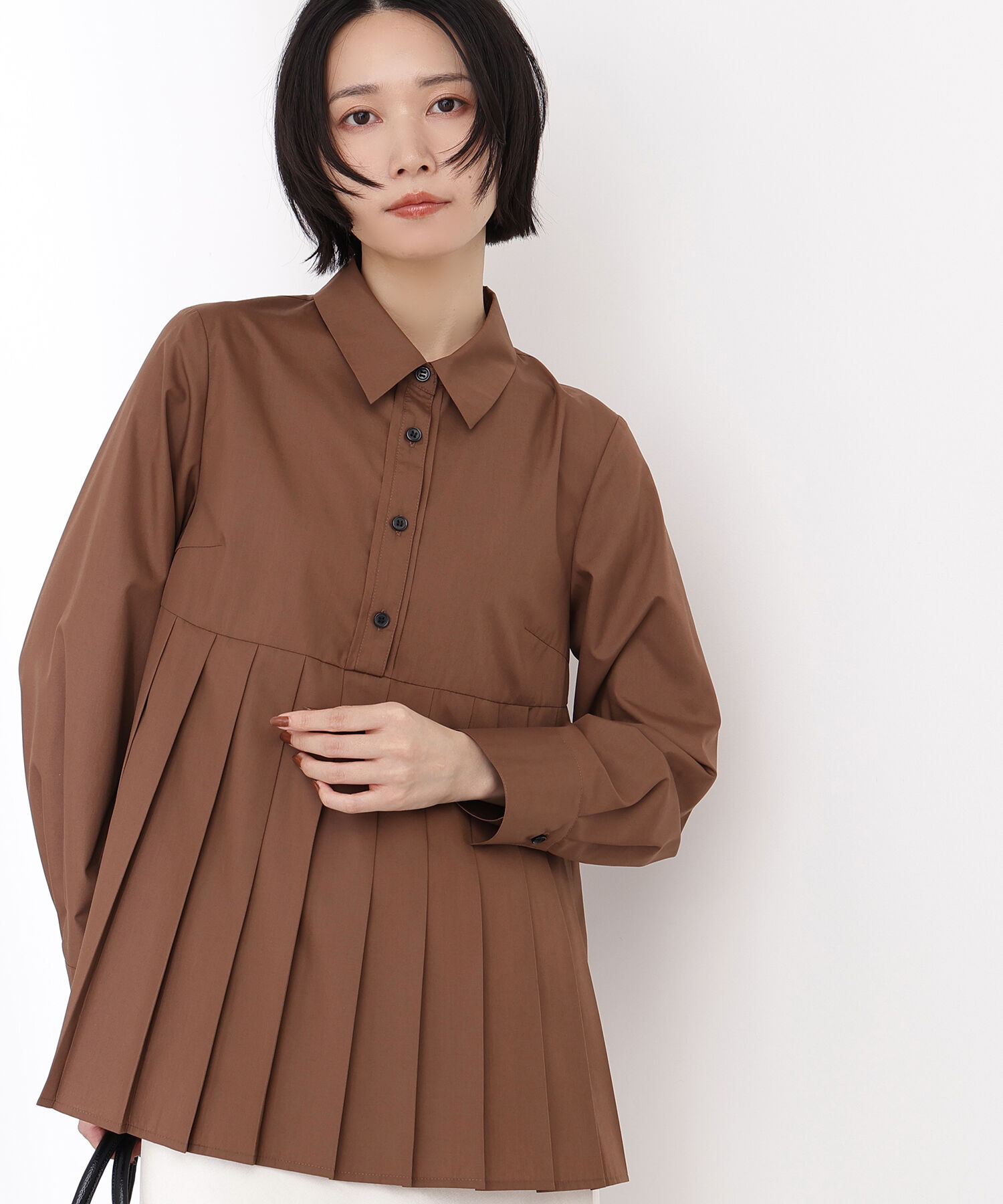  「プリーツペプラムブラウス」|シャツ・ブラウス|