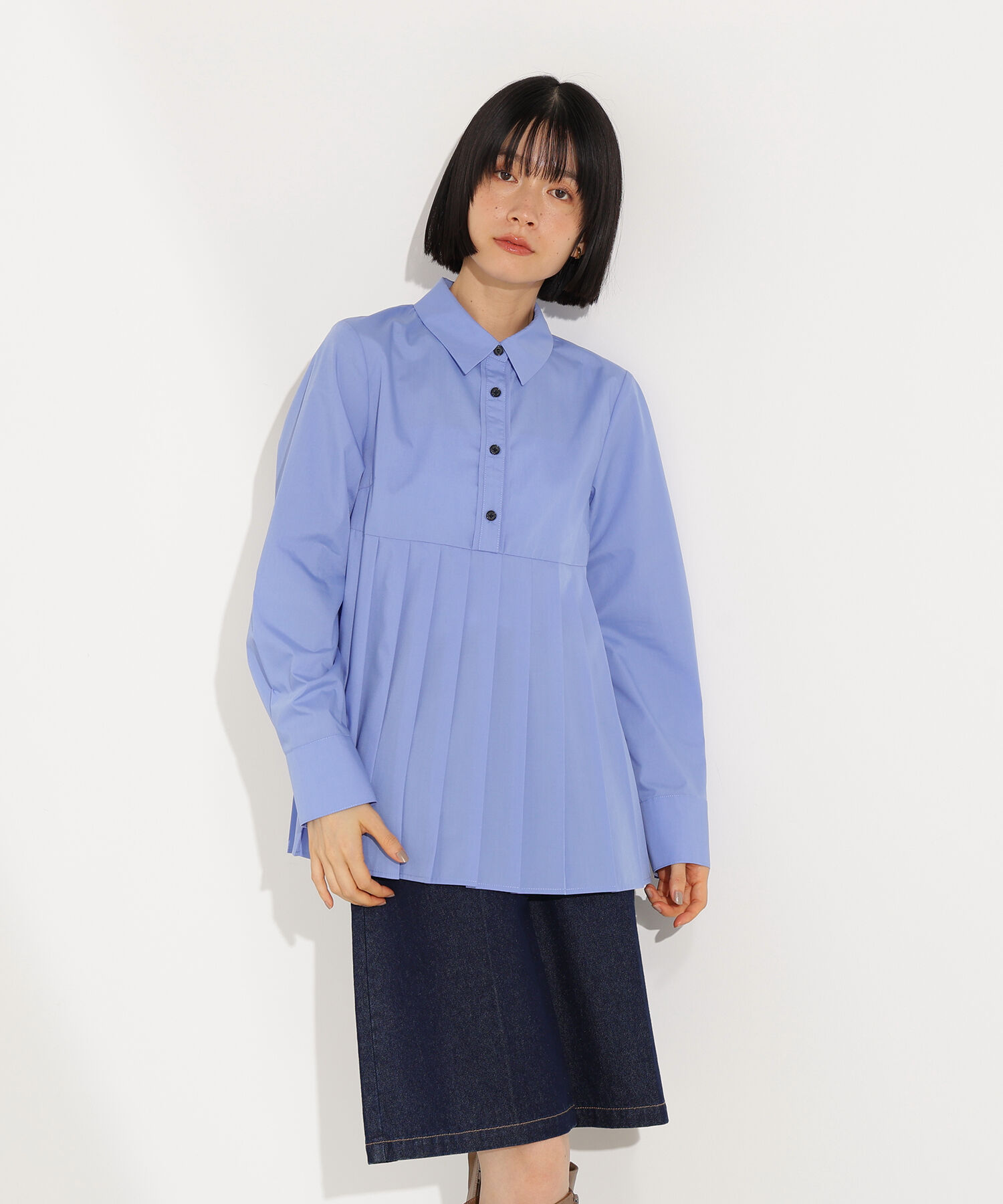  「プリーツペプラムブラウス」|シャツ・ブラウス|