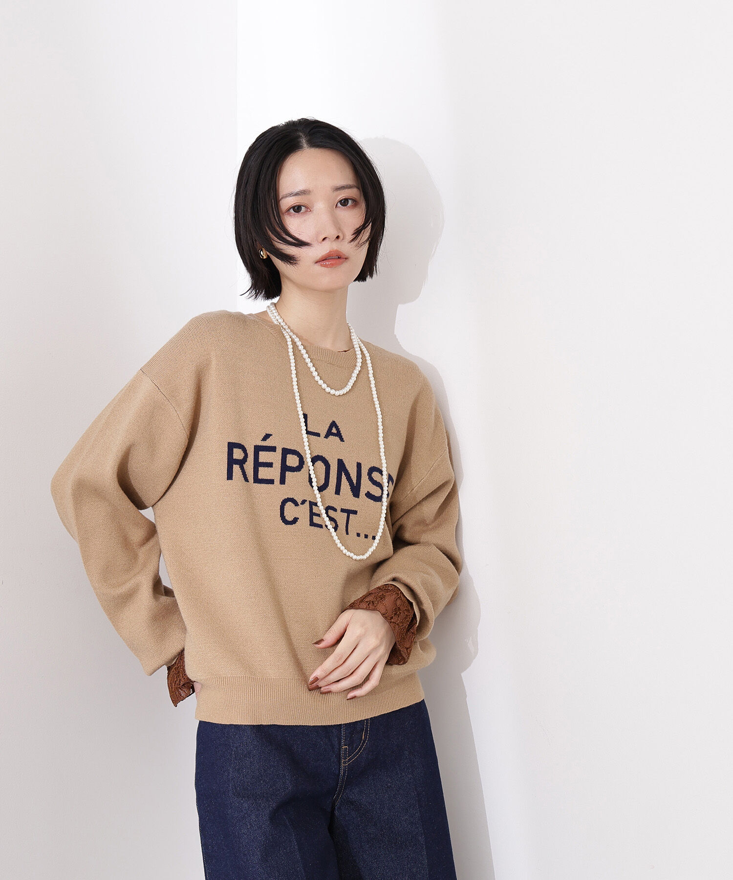  「フレンチロゴジャガードニット」|ニット・セーター|