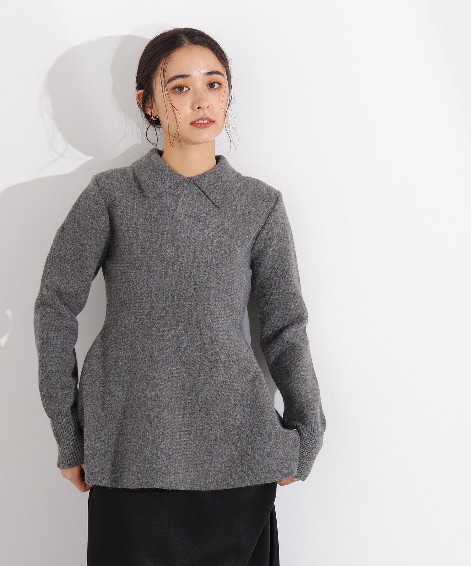  「襟付きペプラムニット」|ニット・セーター|