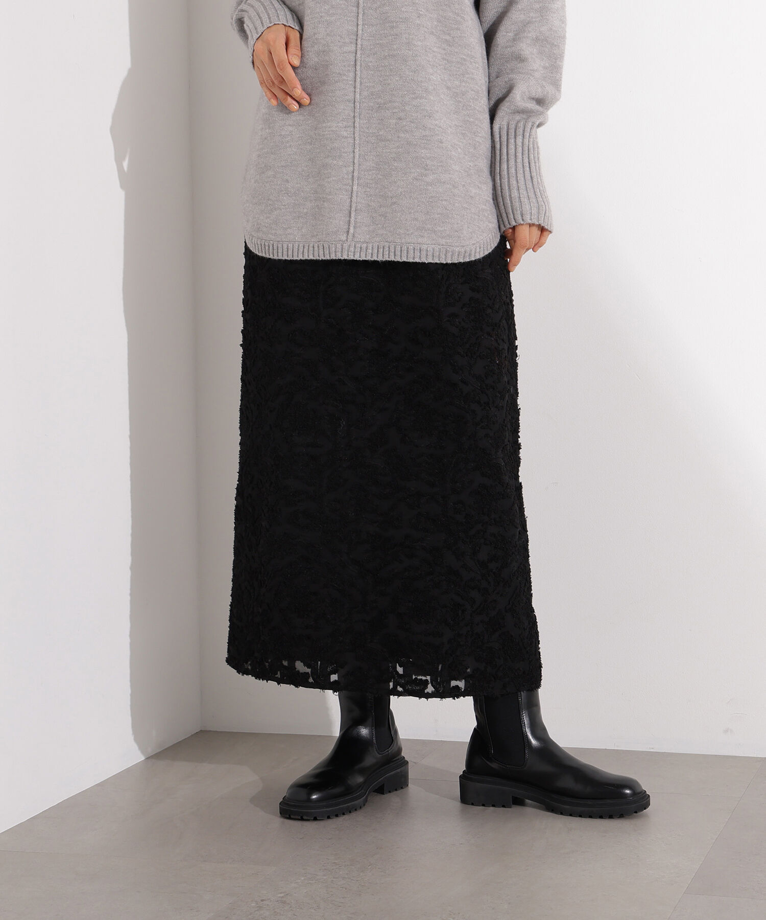  「カットジャガードナロースカート」|スカート|