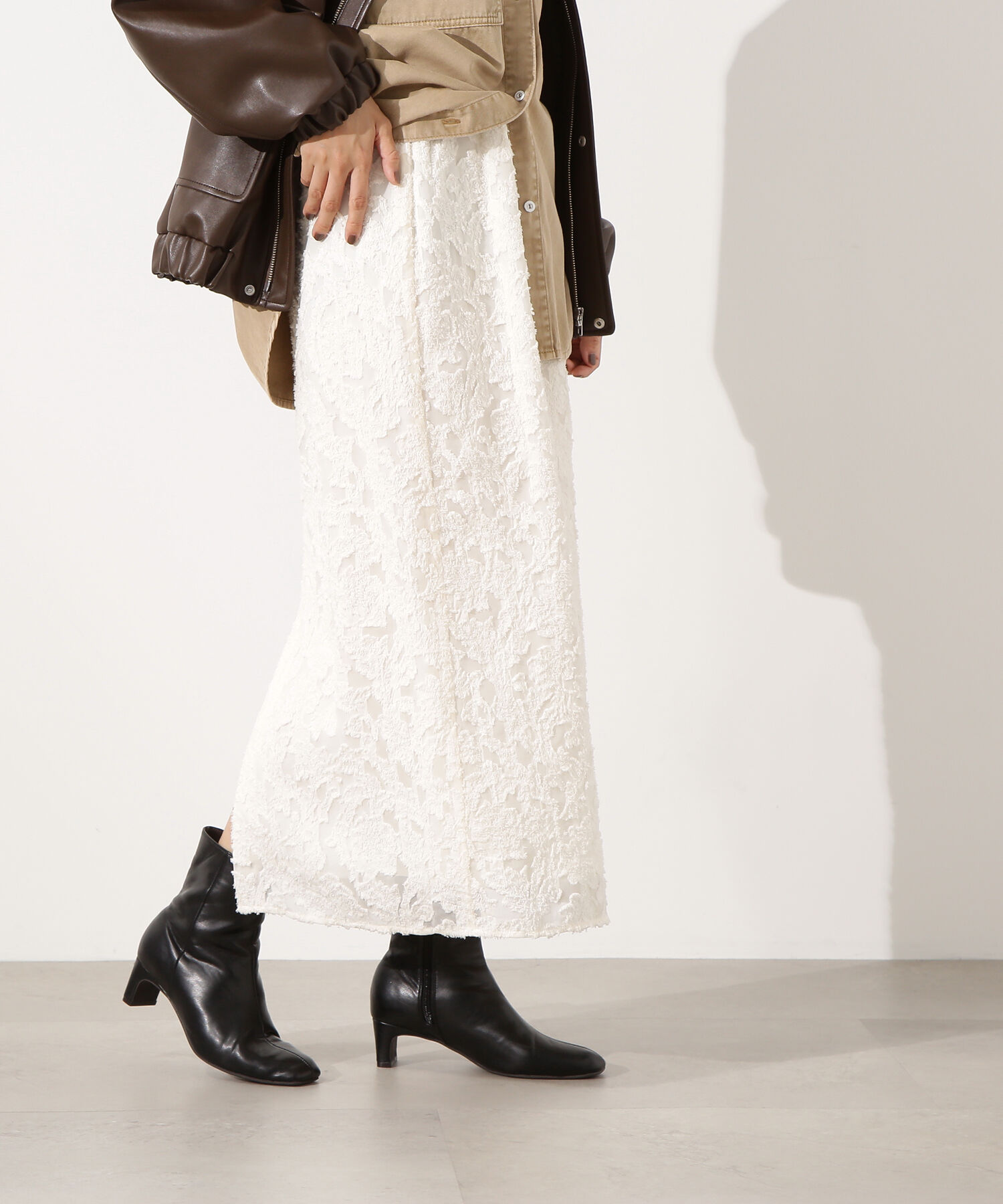  「カットジャガードナロースカート」|スカート|