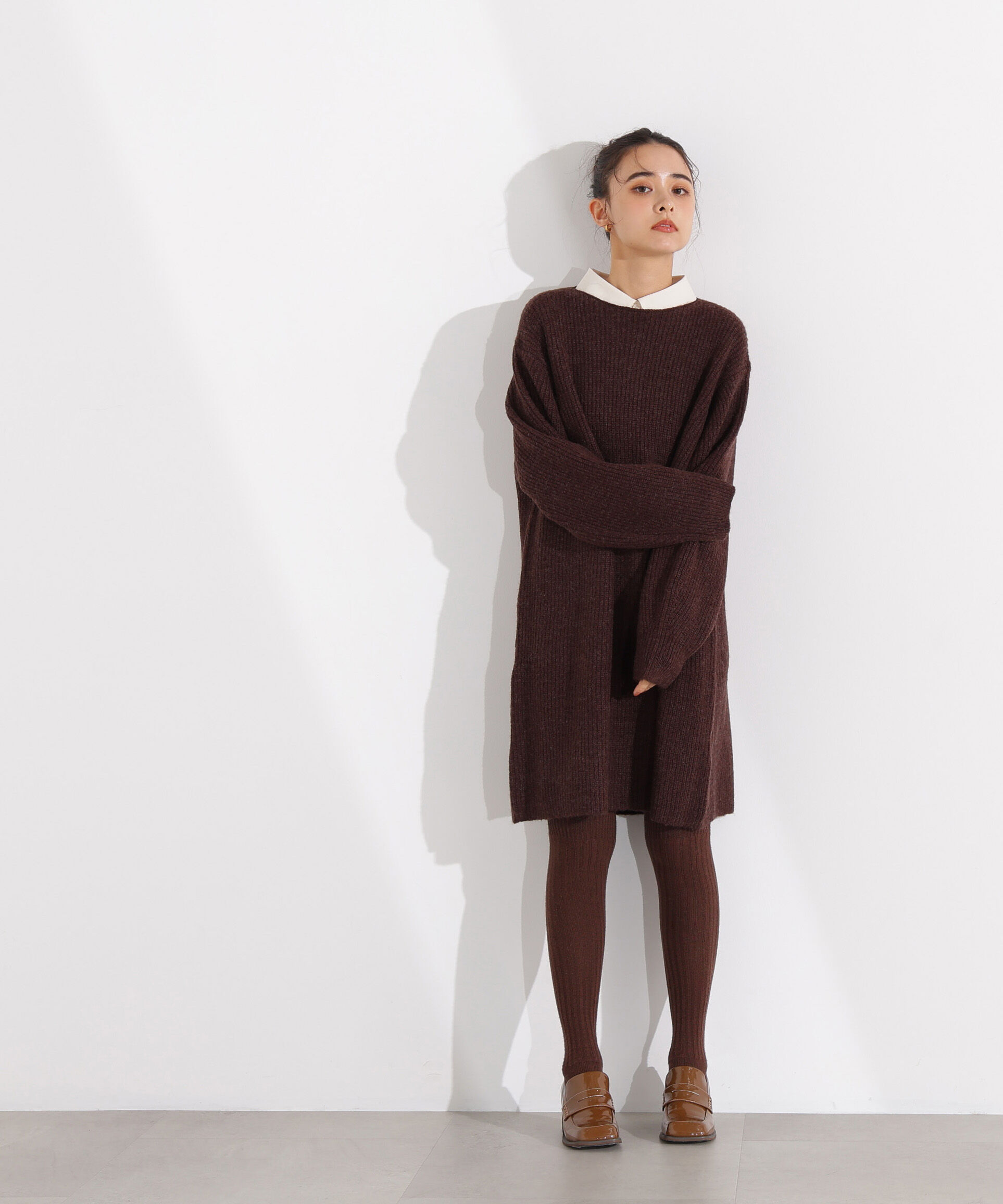  「襟付ミニニットワンピース」|スカート|