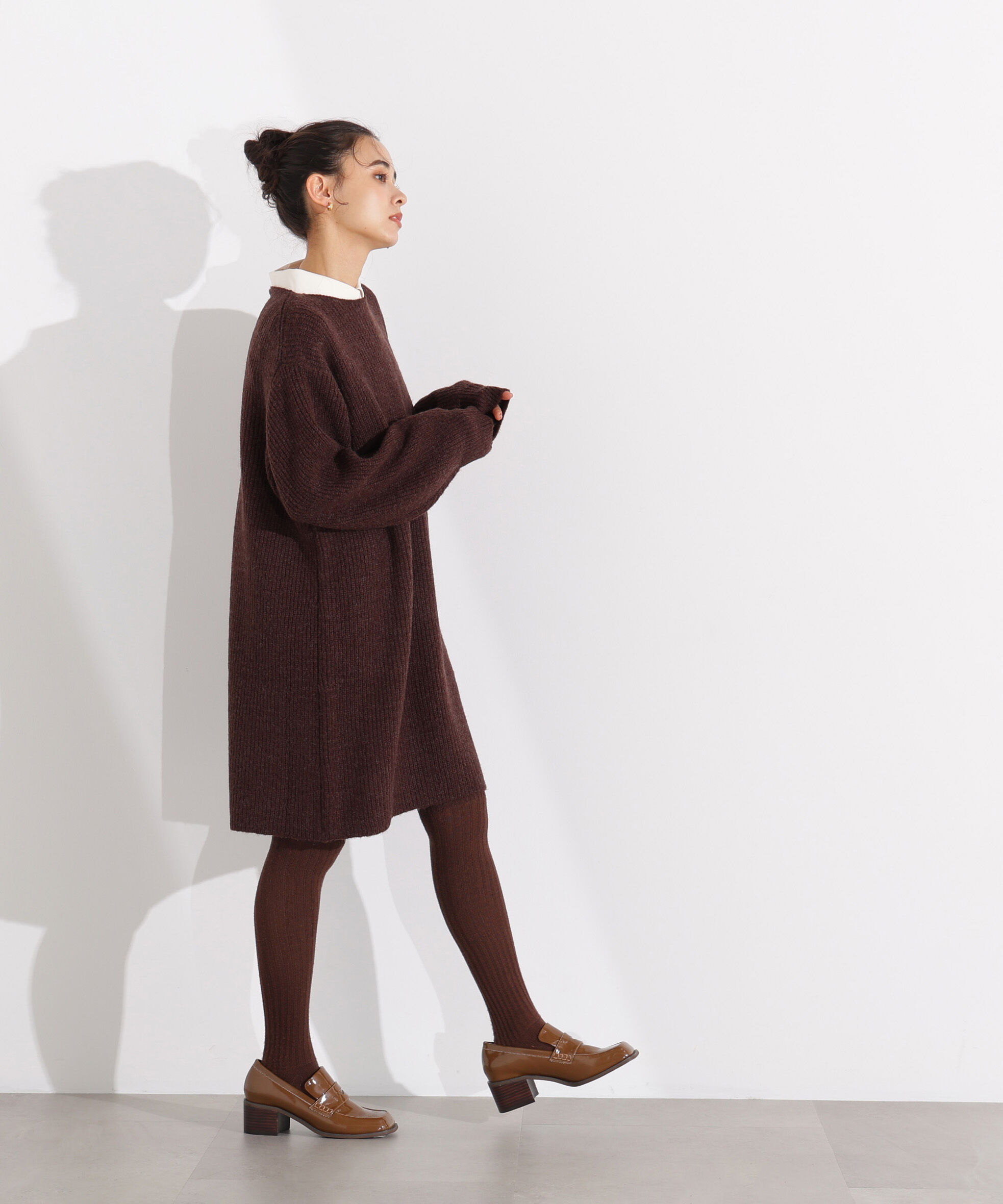  「襟付ミニニットワンピース」|スカート|