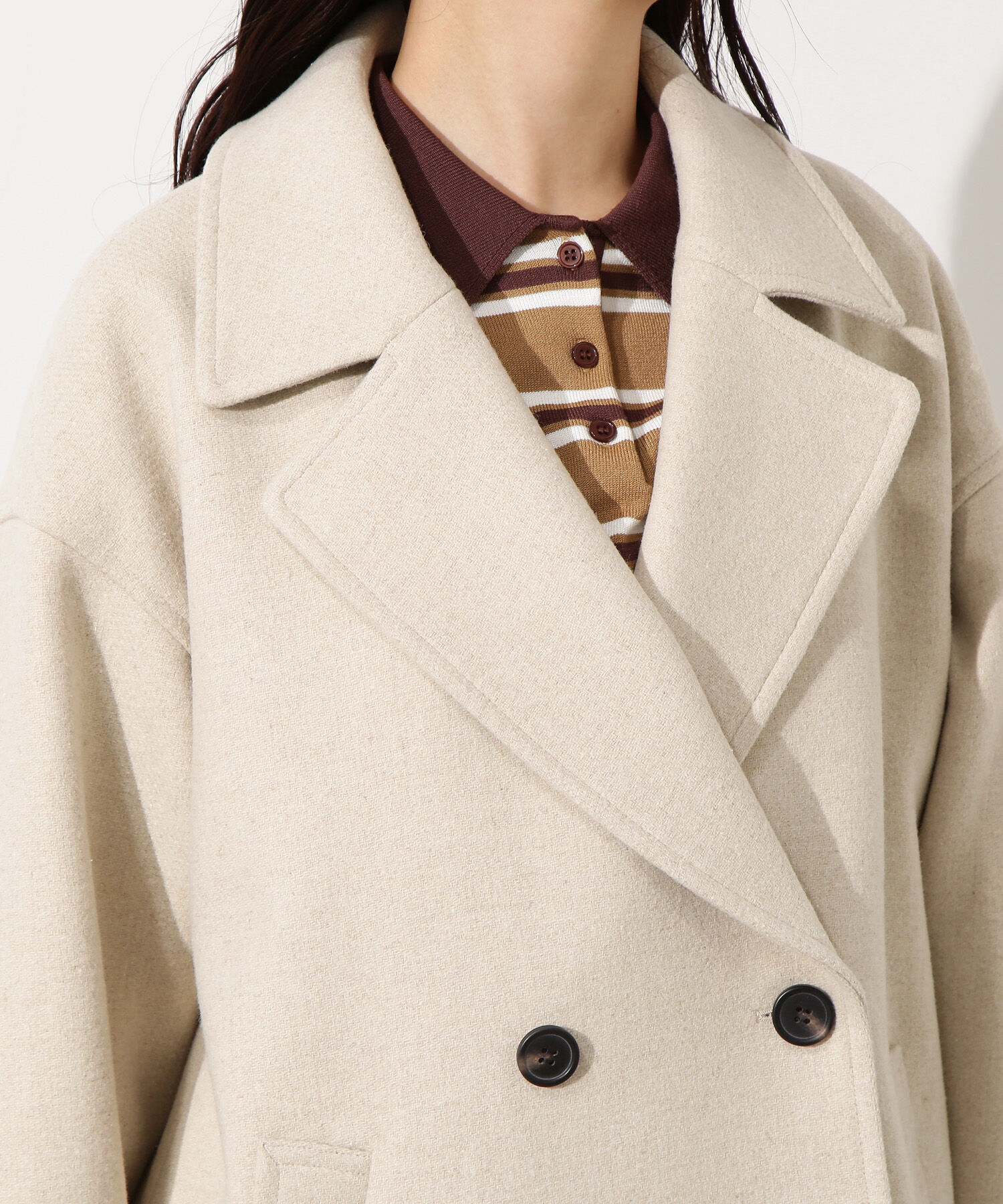  「ミドルPコート《ブラウン&times;ゴールドボタン：LUMINE・LUCUA・official site限定》」|ブルゾン・スタジャン|