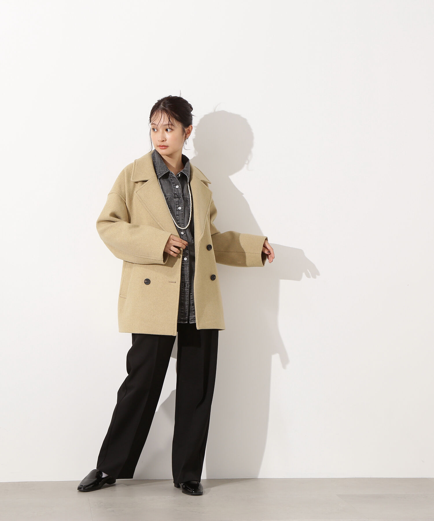  「ミドルPコート《ブラウン&times;ゴールドボタン：LUMINE・LUCUA・official site限定》」|ブルゾン・スタジャン|