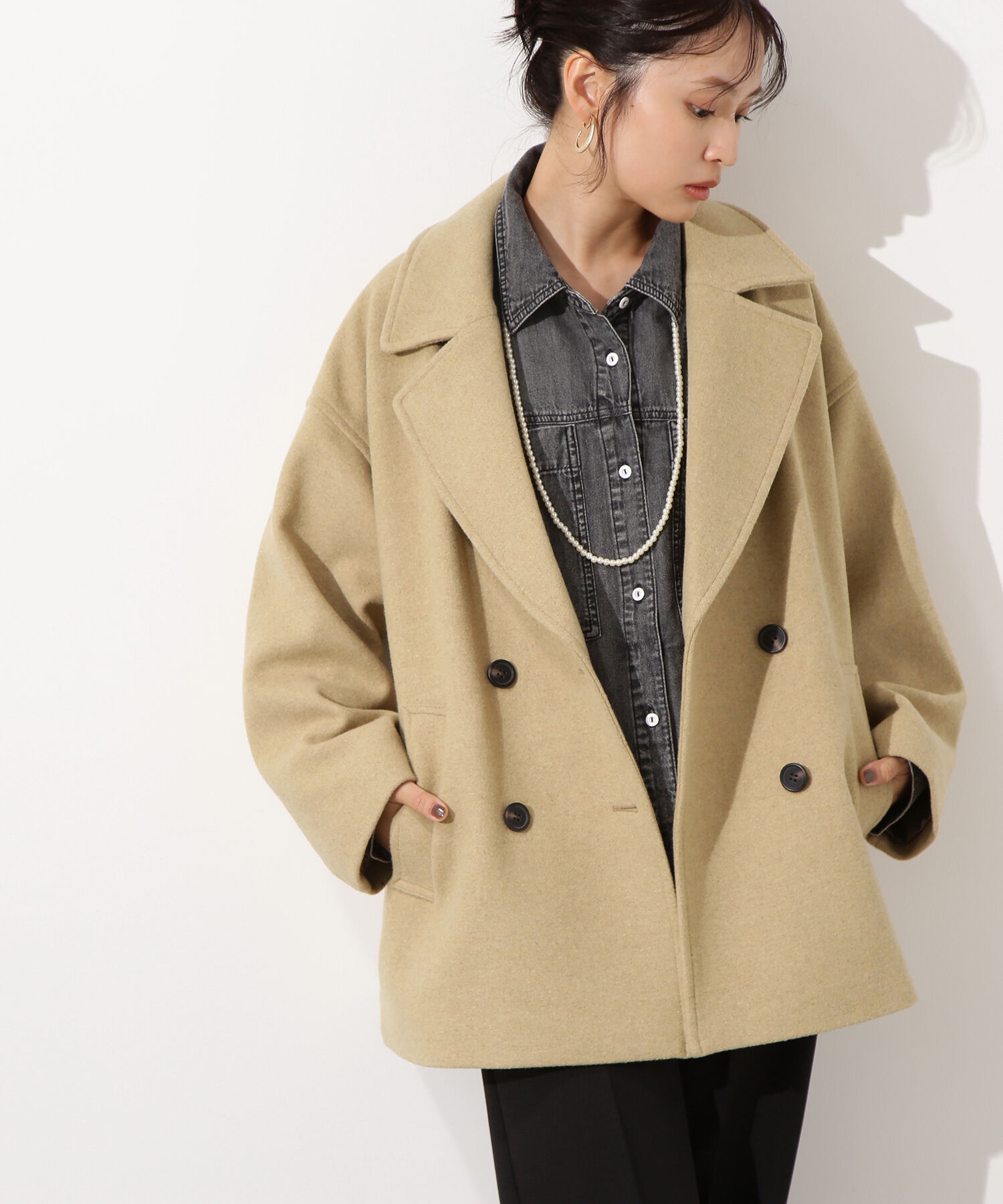  「ミドルPコート《ブラウン&times;ゴールドボタン：LUMINE・LUCUA・official site限定》」|ブルゾン・スタジャン|