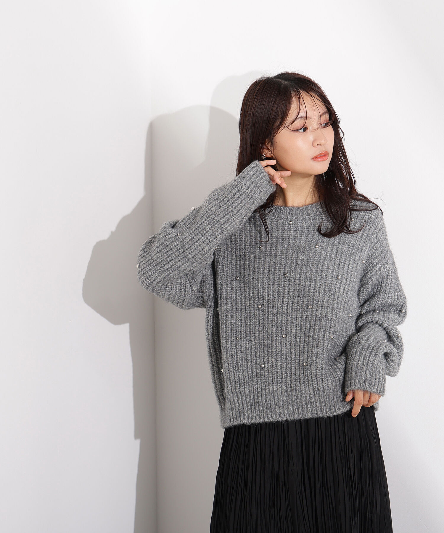  「スタッズ畦ニット」|ニット・セーター|