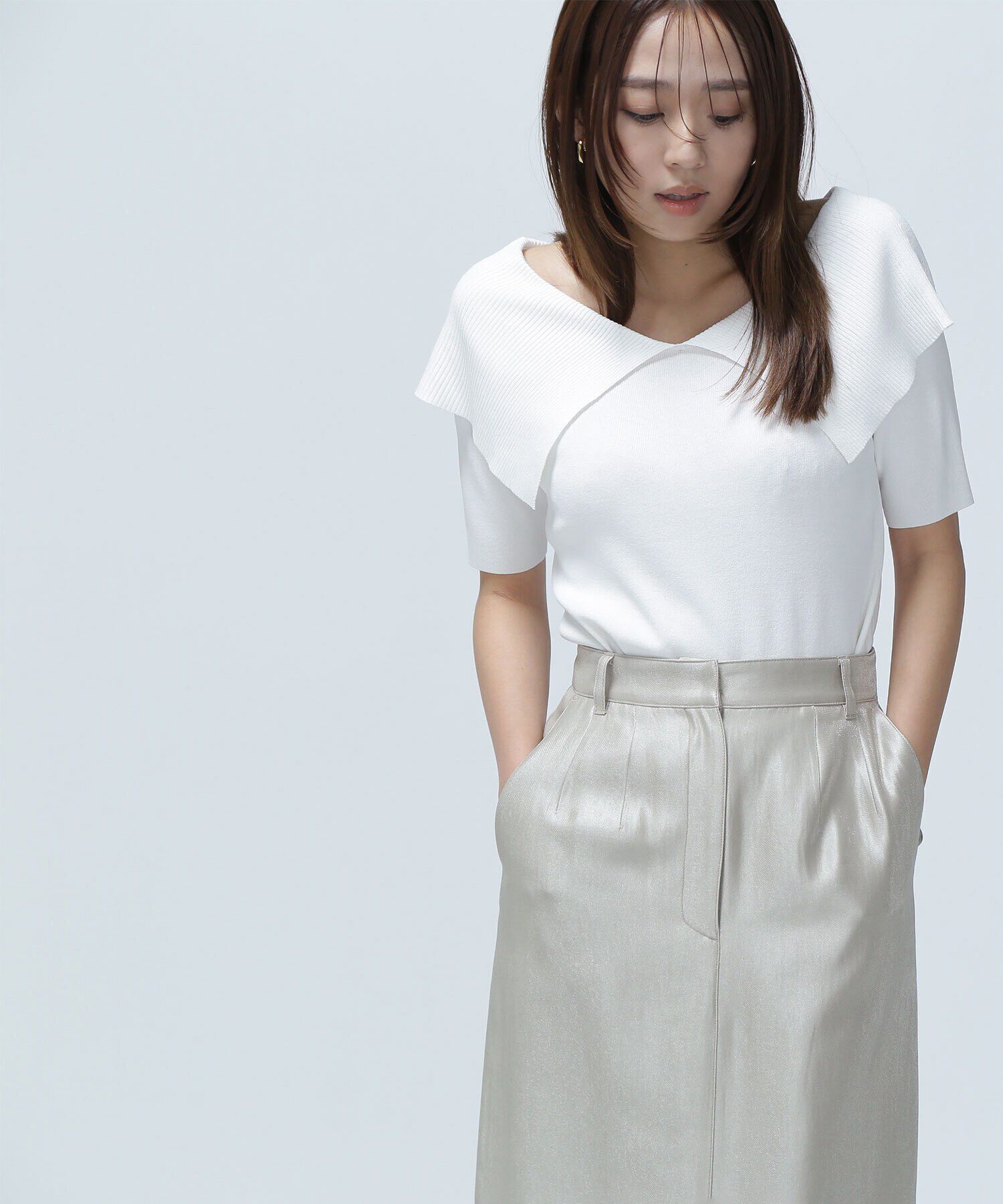  「ビッグカラーボートネックニット」|ニット・セーター|