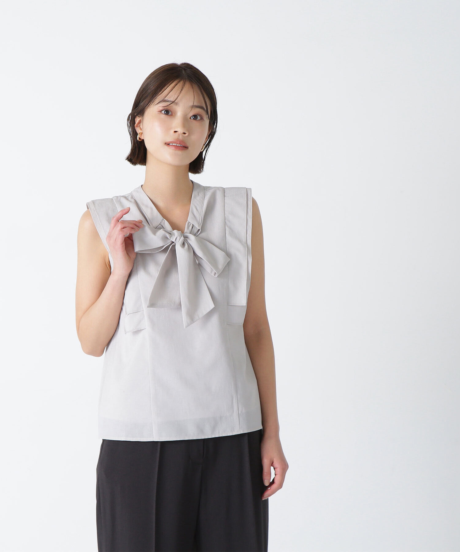  「2wayリボンブラウス」|シャツ・ブラウス|グレー