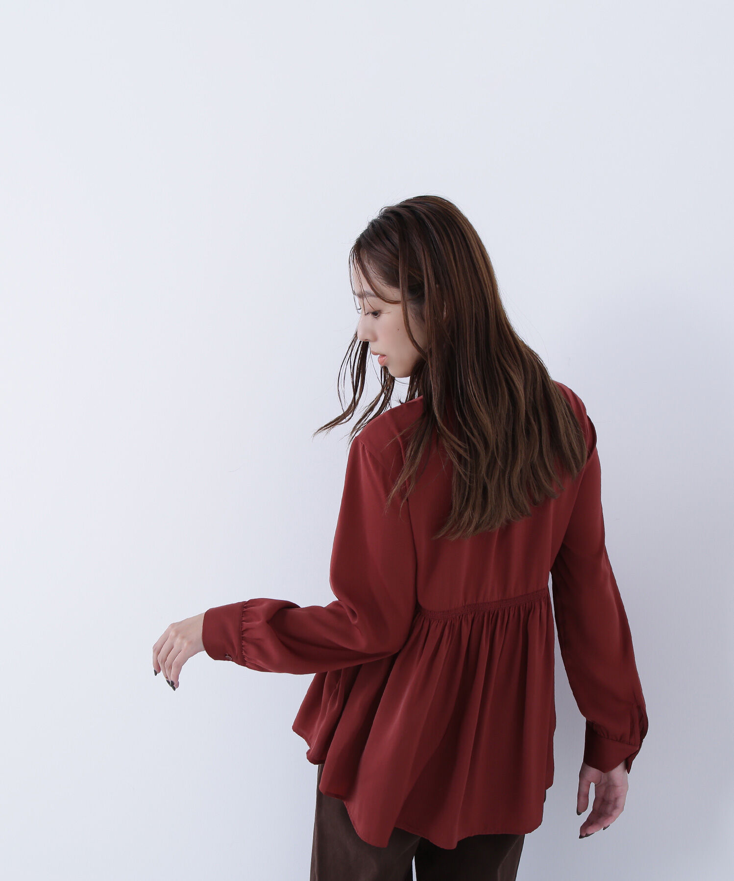  「サテンペプラムブラウス」|シャツ・ブラウス|