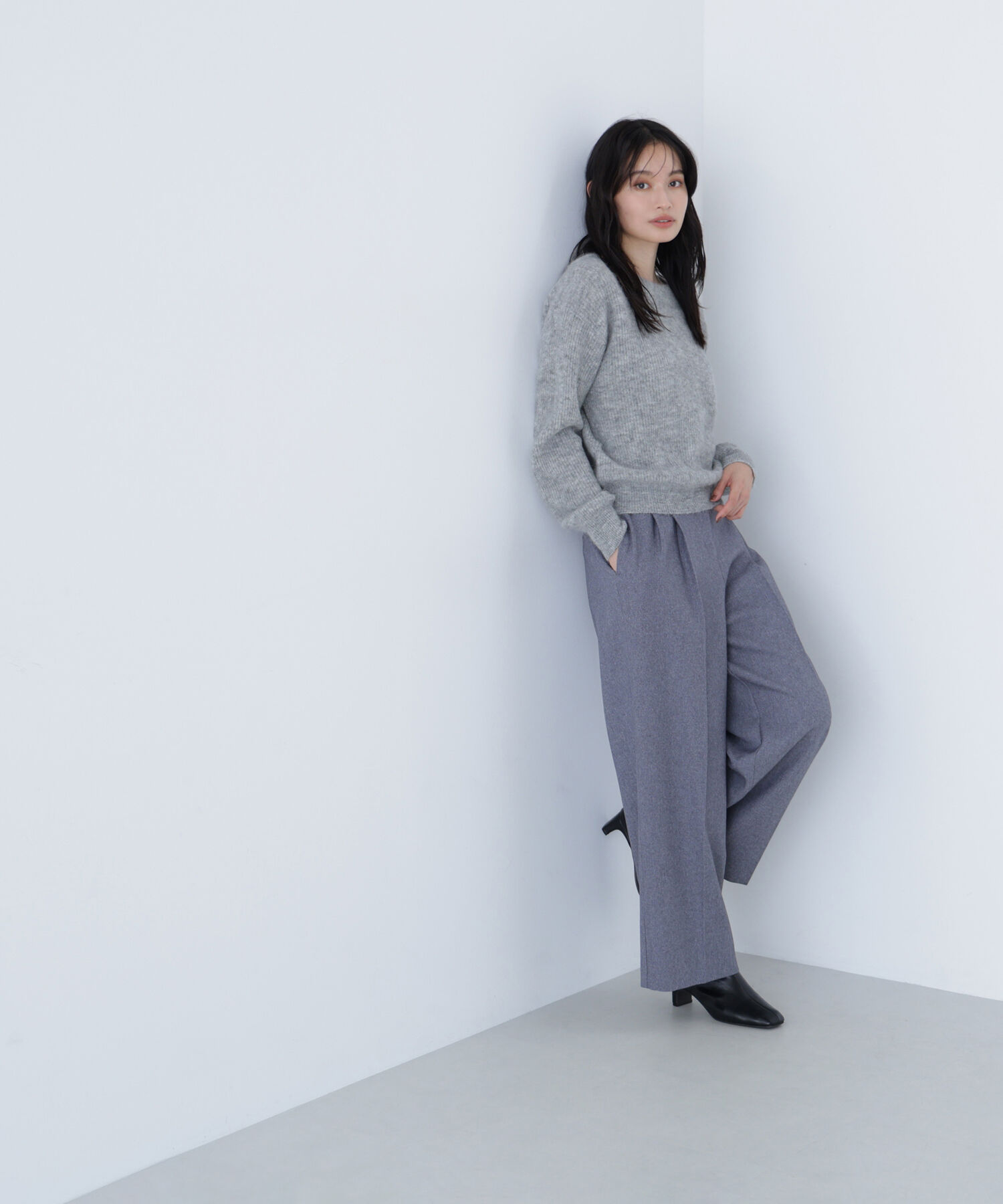  「アルパカ混クルーネックニット」|ニット・セーター|