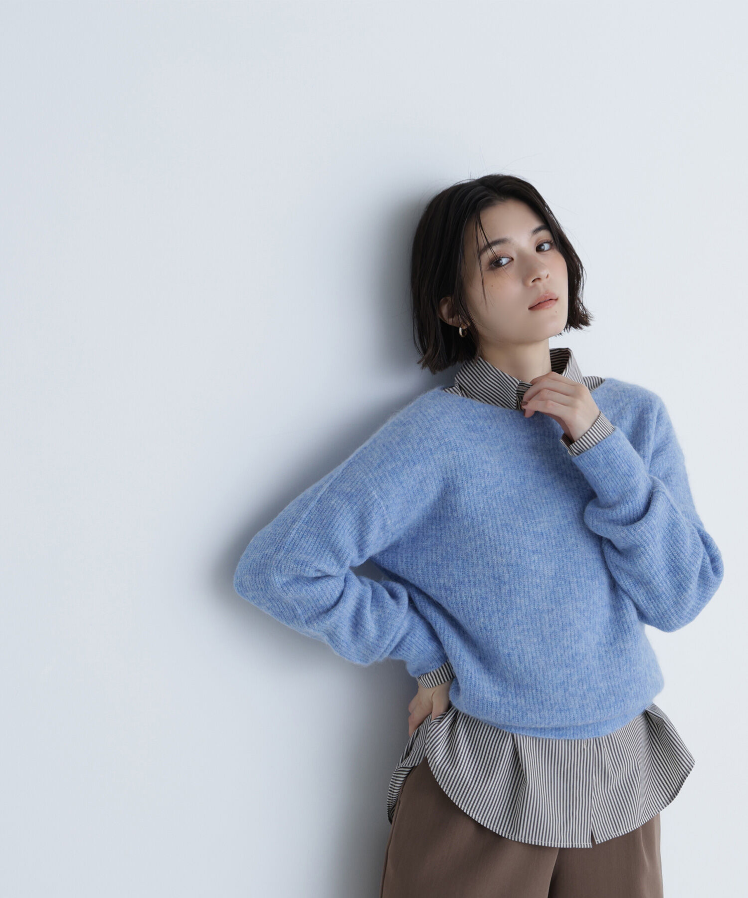  「アルパカ混クルーネックニット」|ニット・セーター|