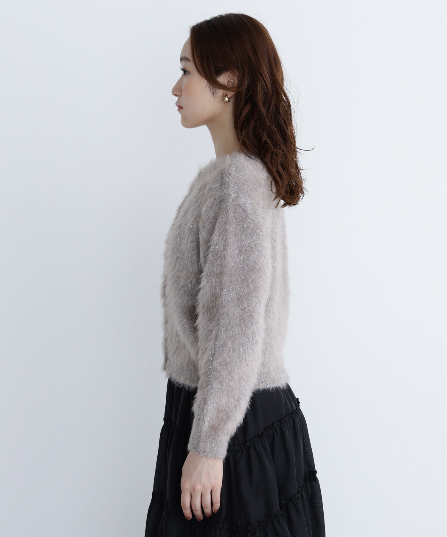  「デザインボタンラメシャギーカーディガン」|ニット・セーター|