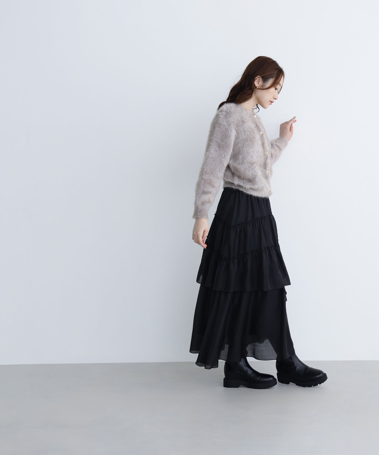  「デザインボタンラメシャギーカーディガン」|ニット・セーター|