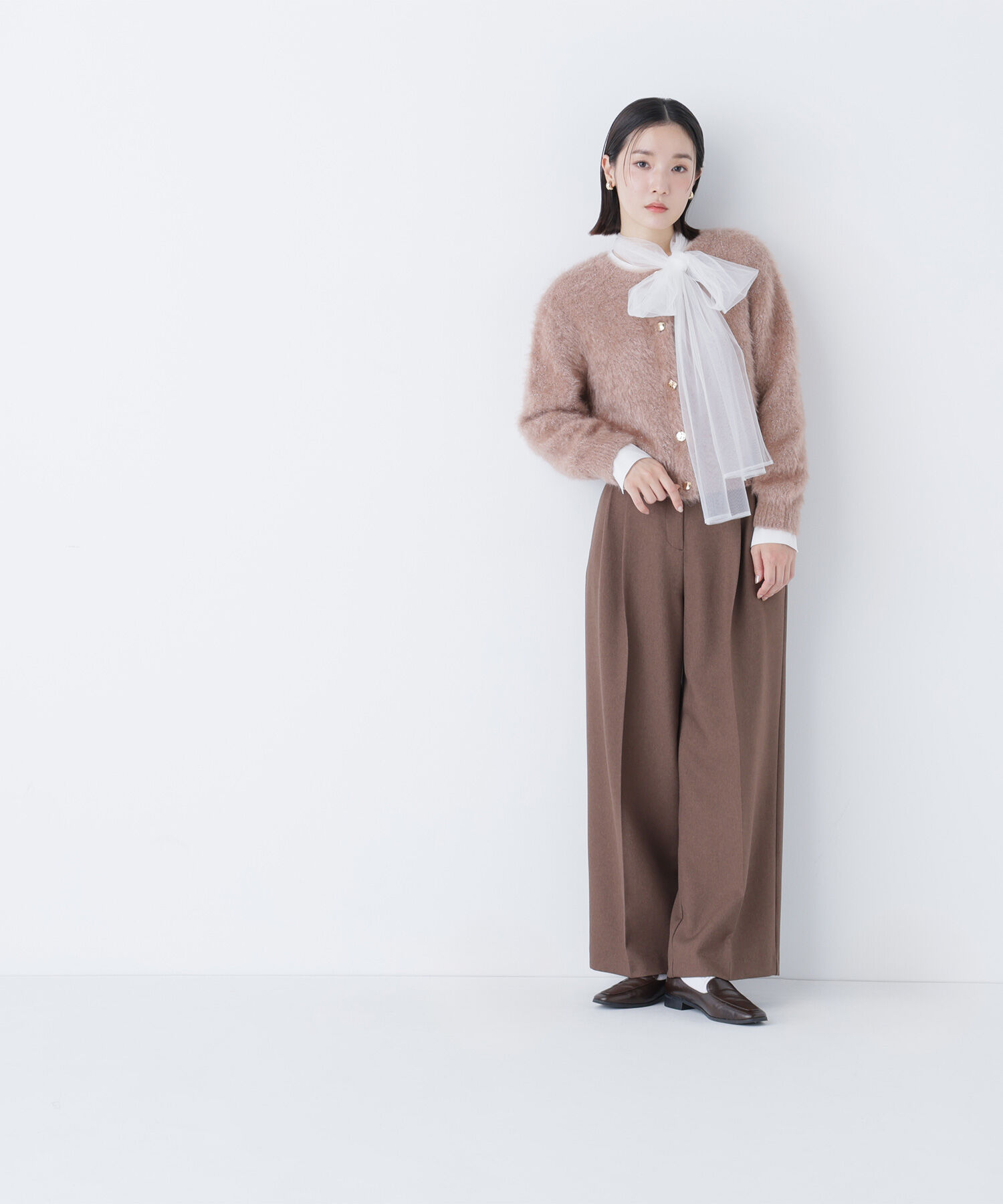  「デザインボタンラメシャギーカーディガン」|ニット・セーター|