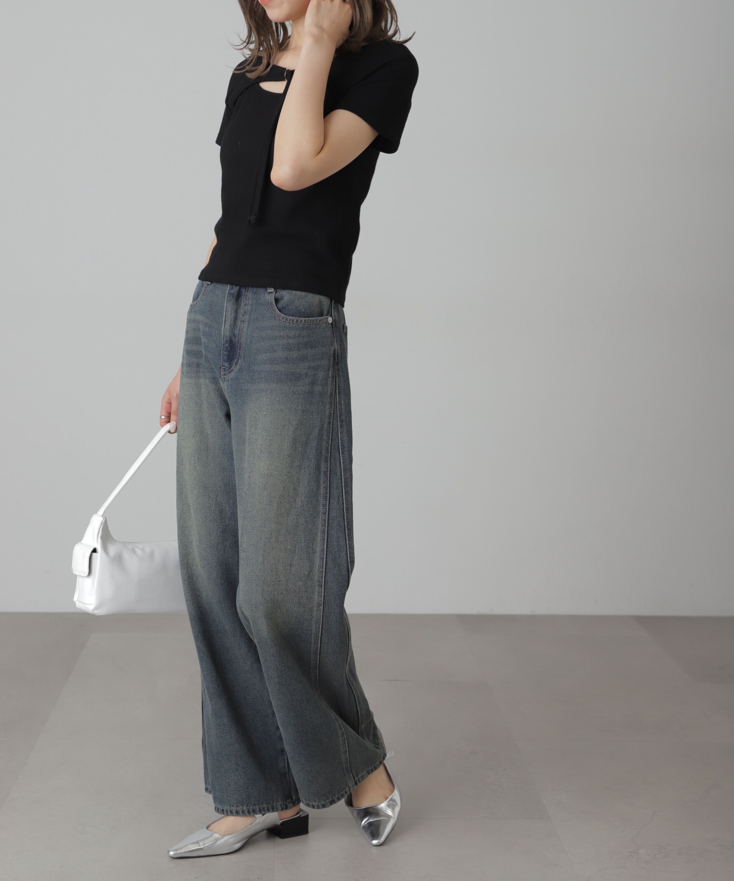  「[XS-Lサイズ展開]サイドパネルヴィンテージライクワイドデニム」|その他|