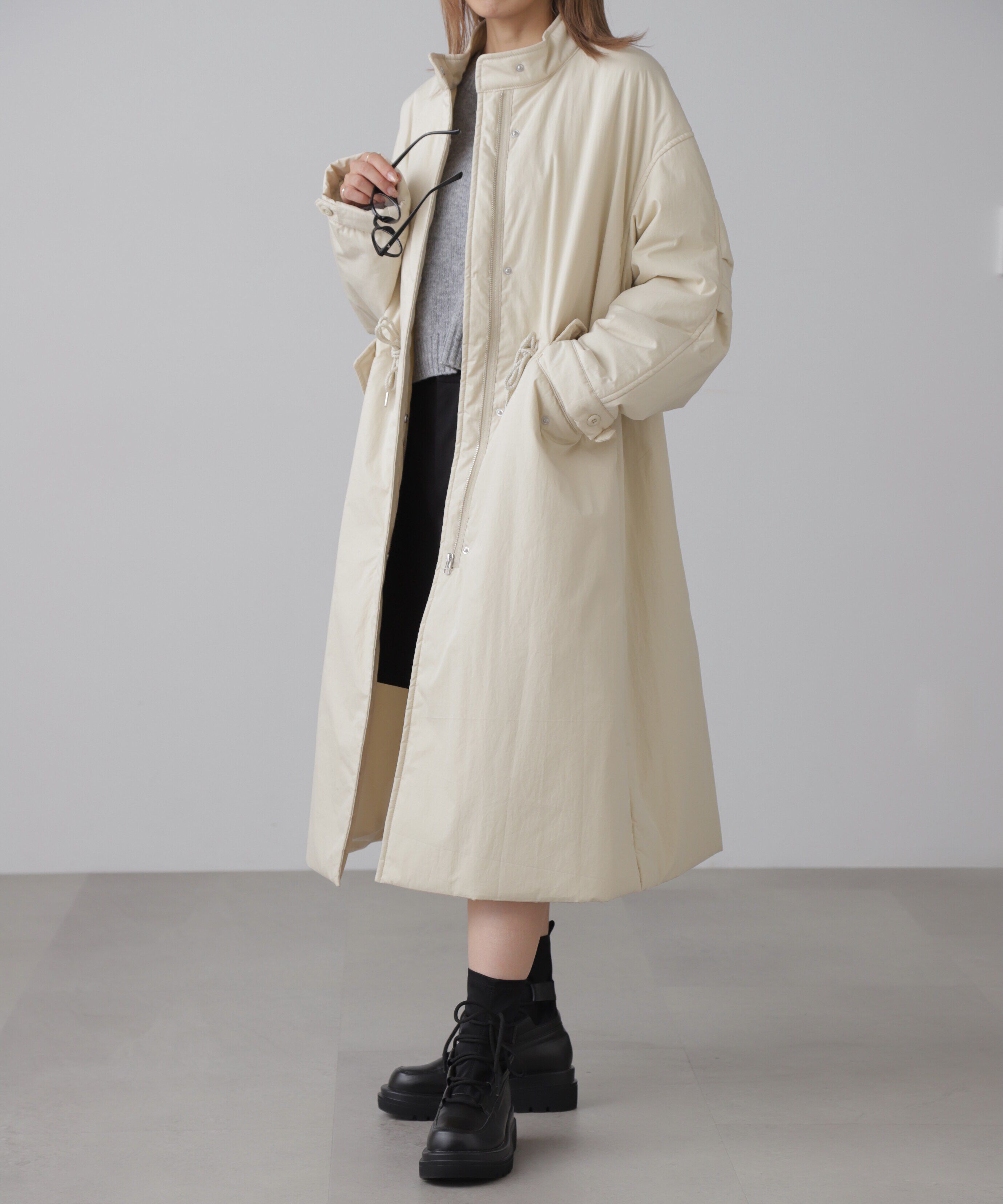 「中綿ロングミリタリーコート」|その他|オフホワイト