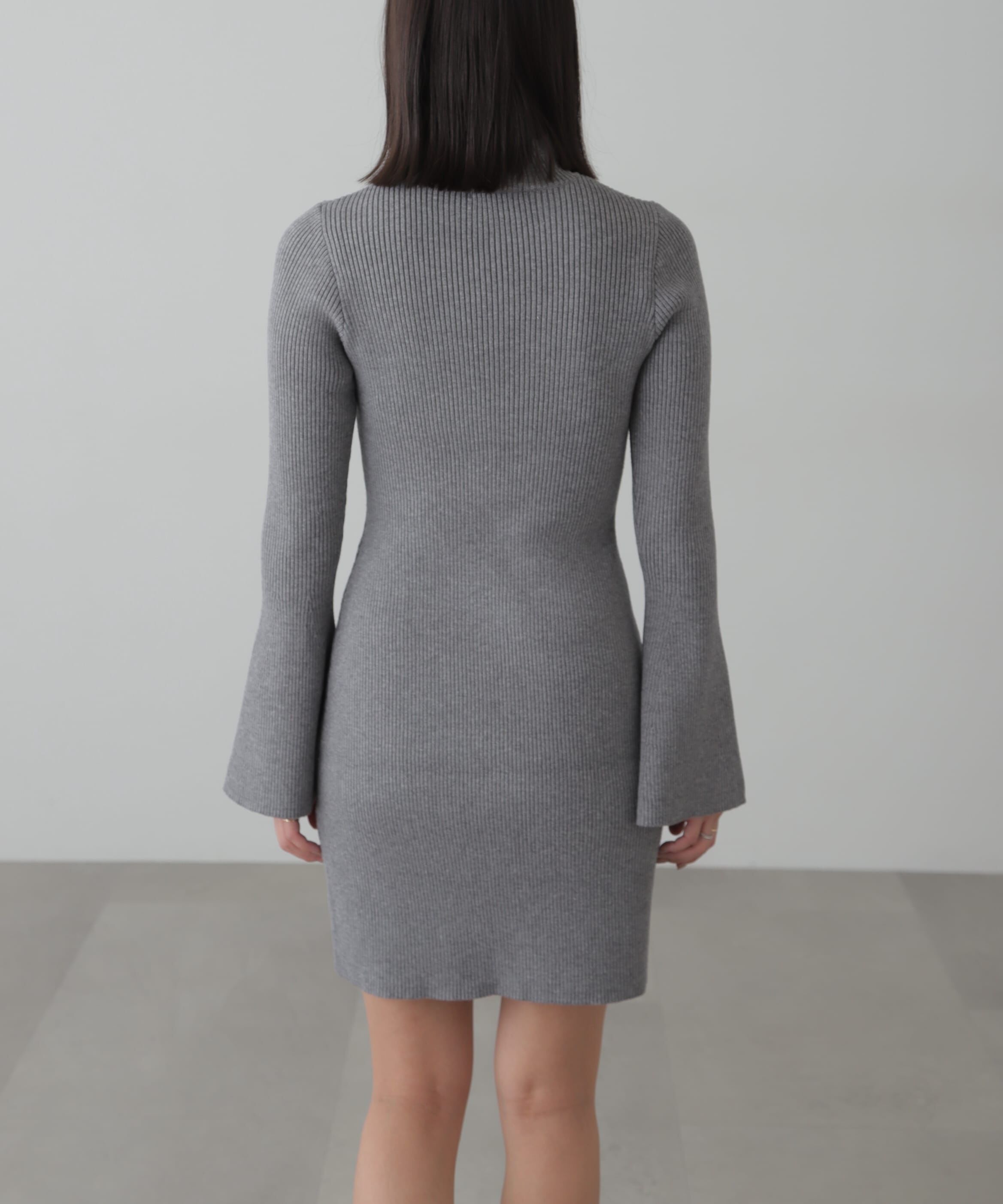  「ボトルネックリブニットミニワンピース」|ワンピース|