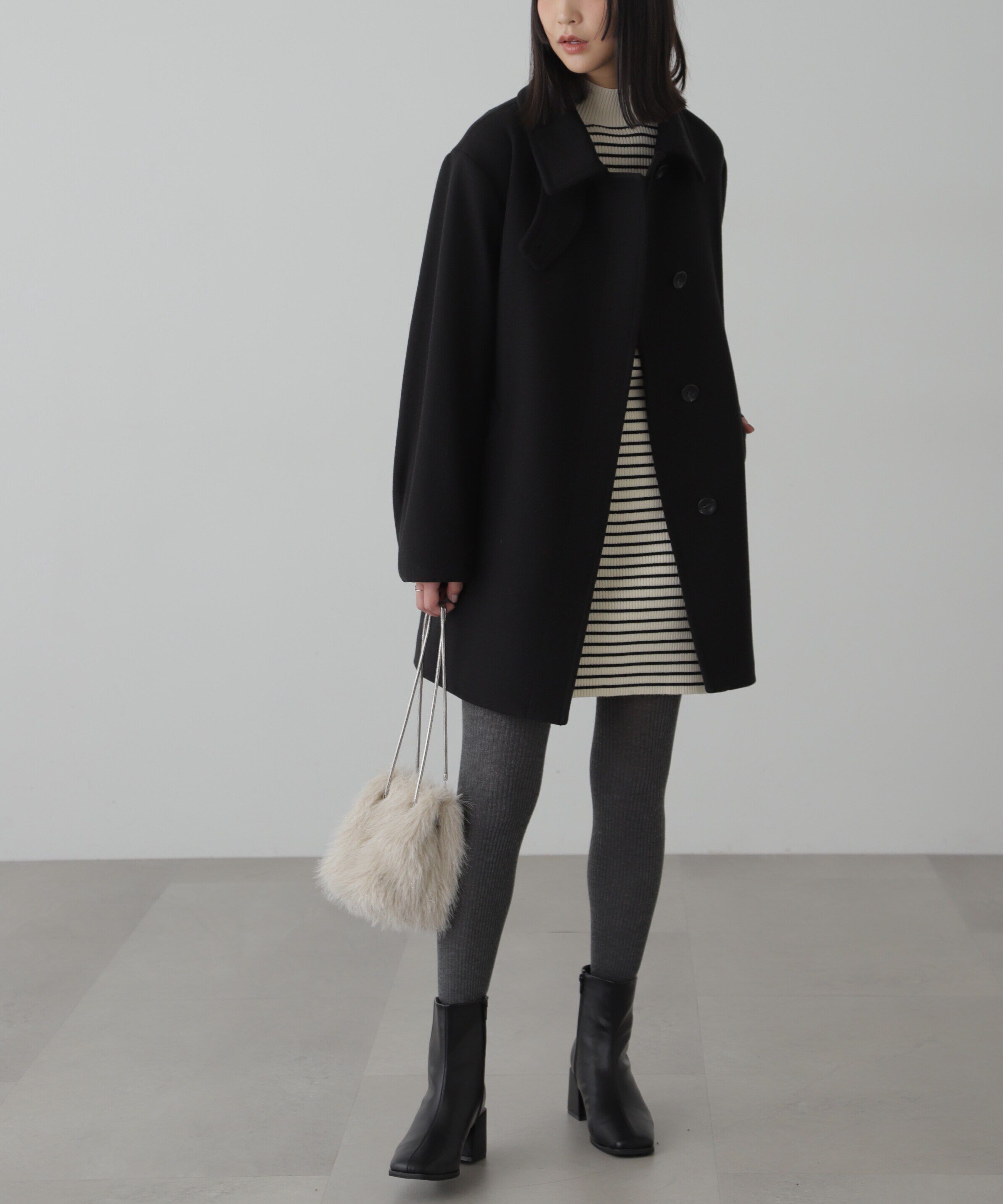  「ボトルネックリブニットミニワンピース」|ワンピース|