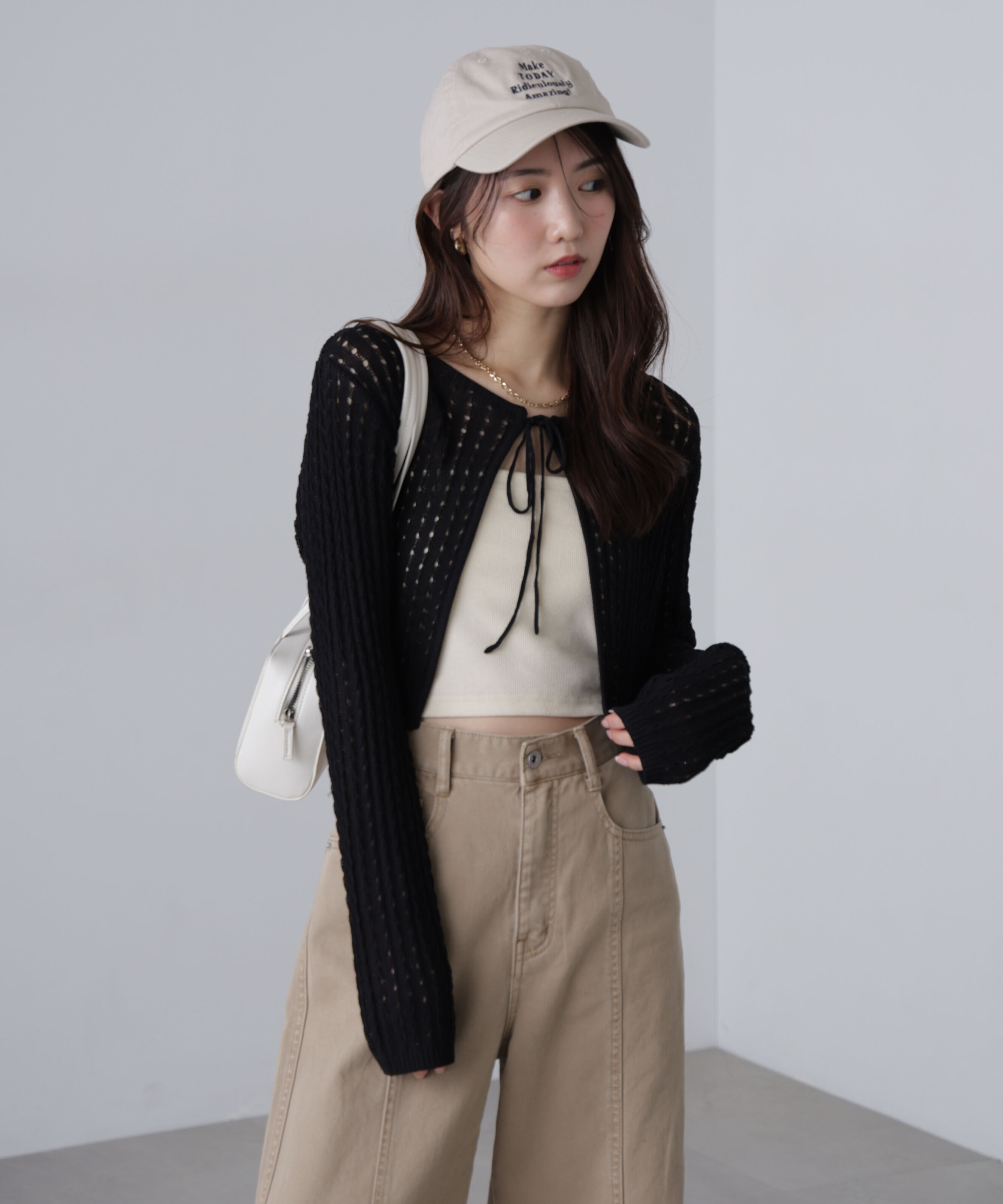  「透かし編みリボンボレロ」|ニット・セーター|