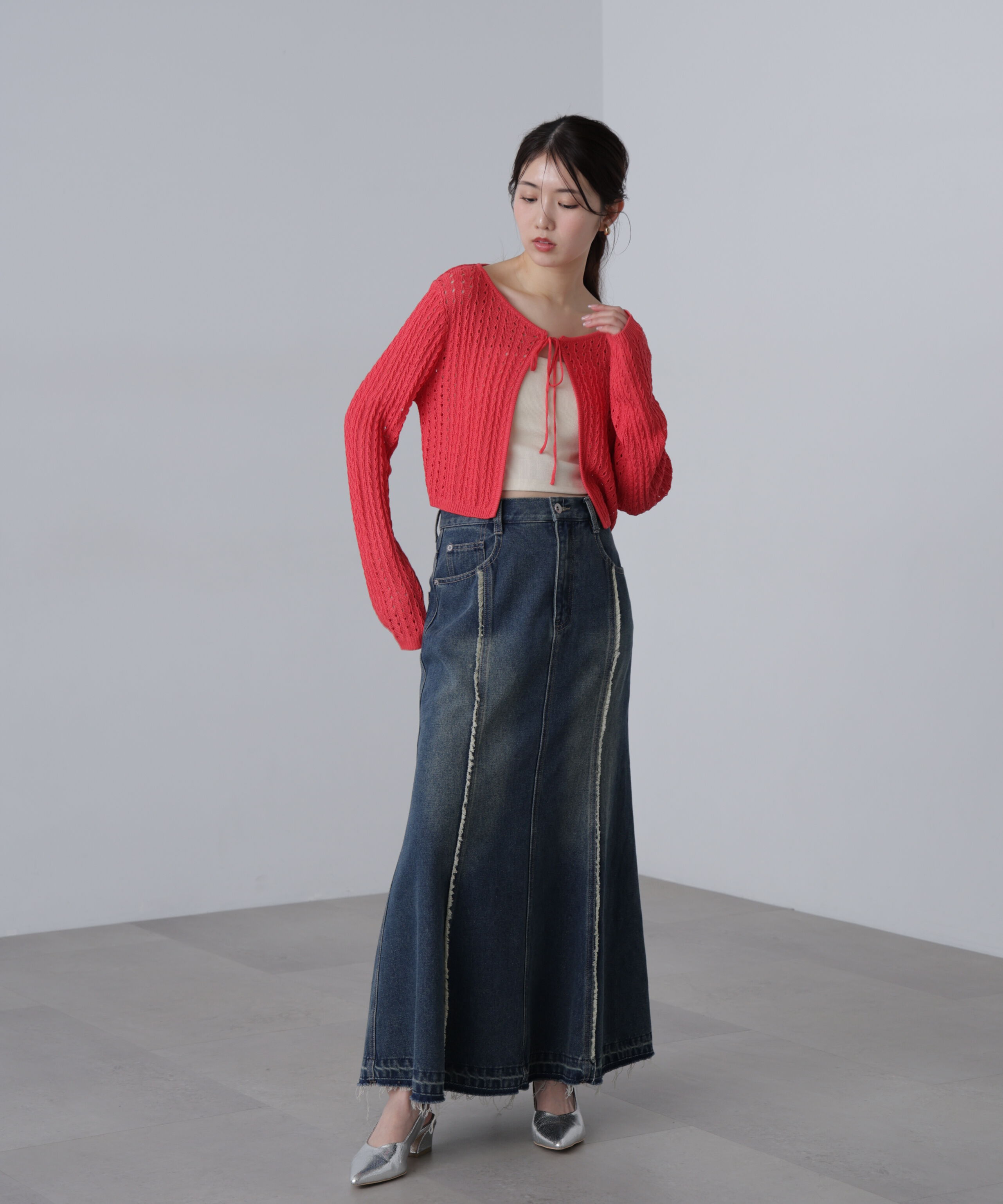  「透かし編みリボンボレロ」|ニット・セーター|