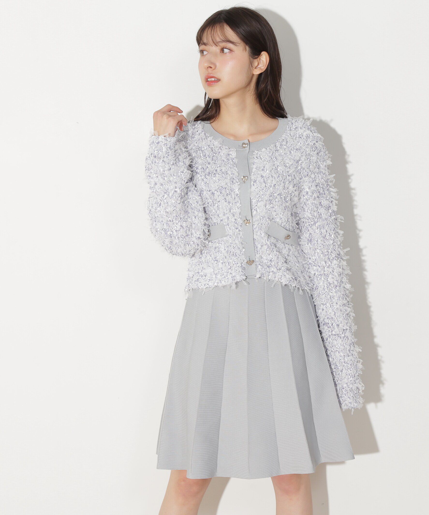  「リボンヤーンミニワンピースセットアップ」|ワンピース|