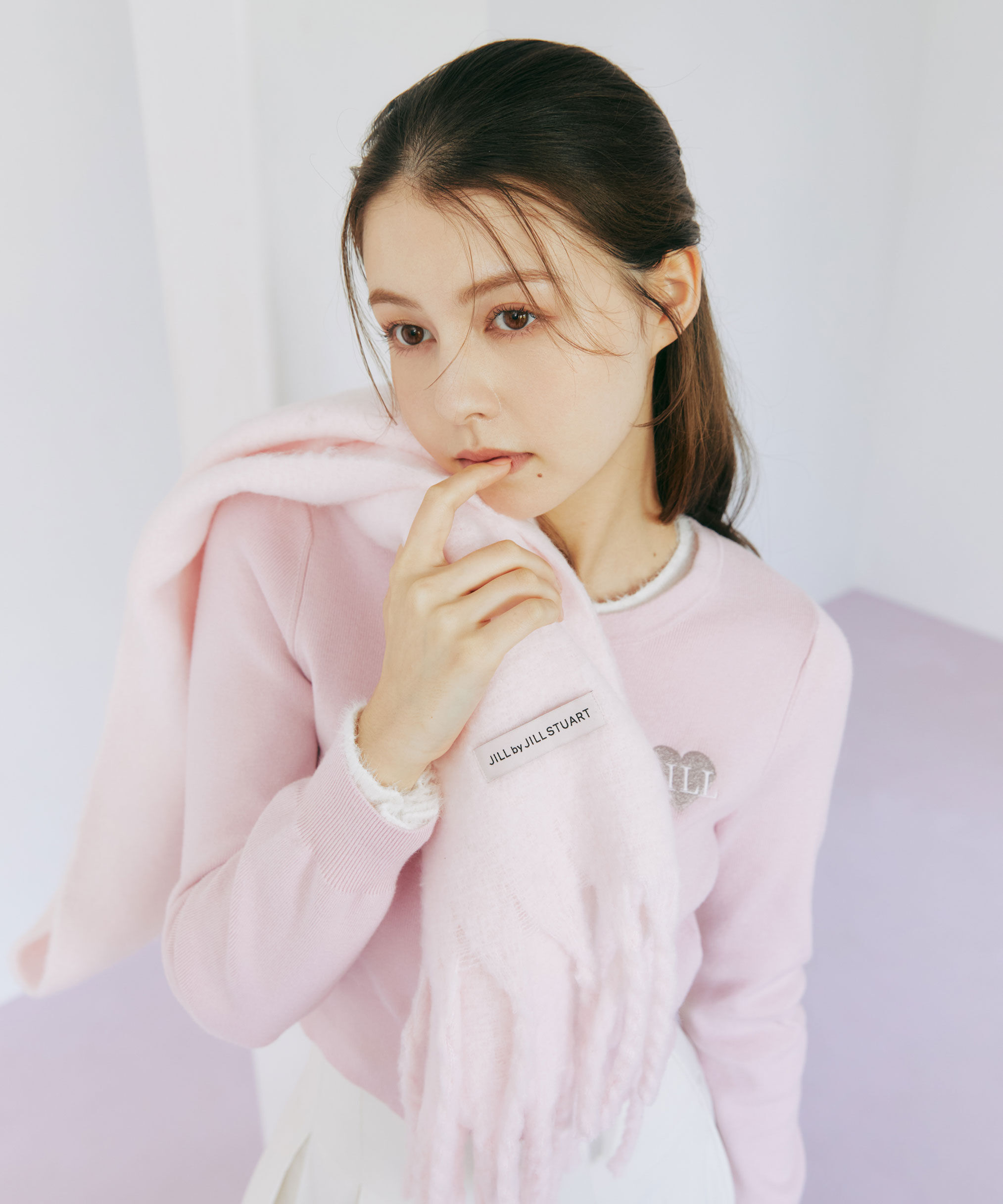  「ループヤーンフラッフィーストール」|バンダナ・スカーフ|ピンク