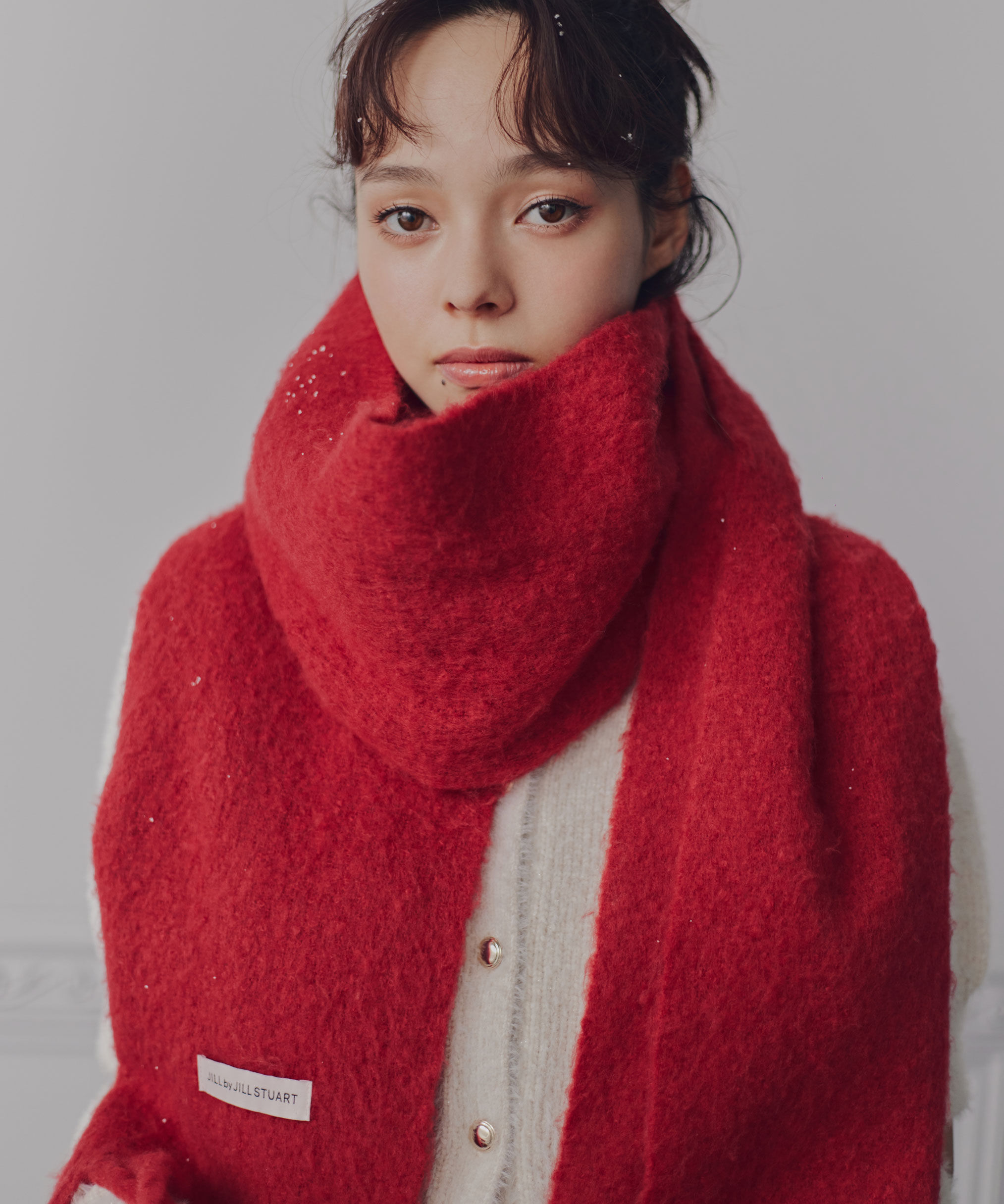  「ループヤーンフラッフィーストール」|バンダナ・スカーフ|レッド