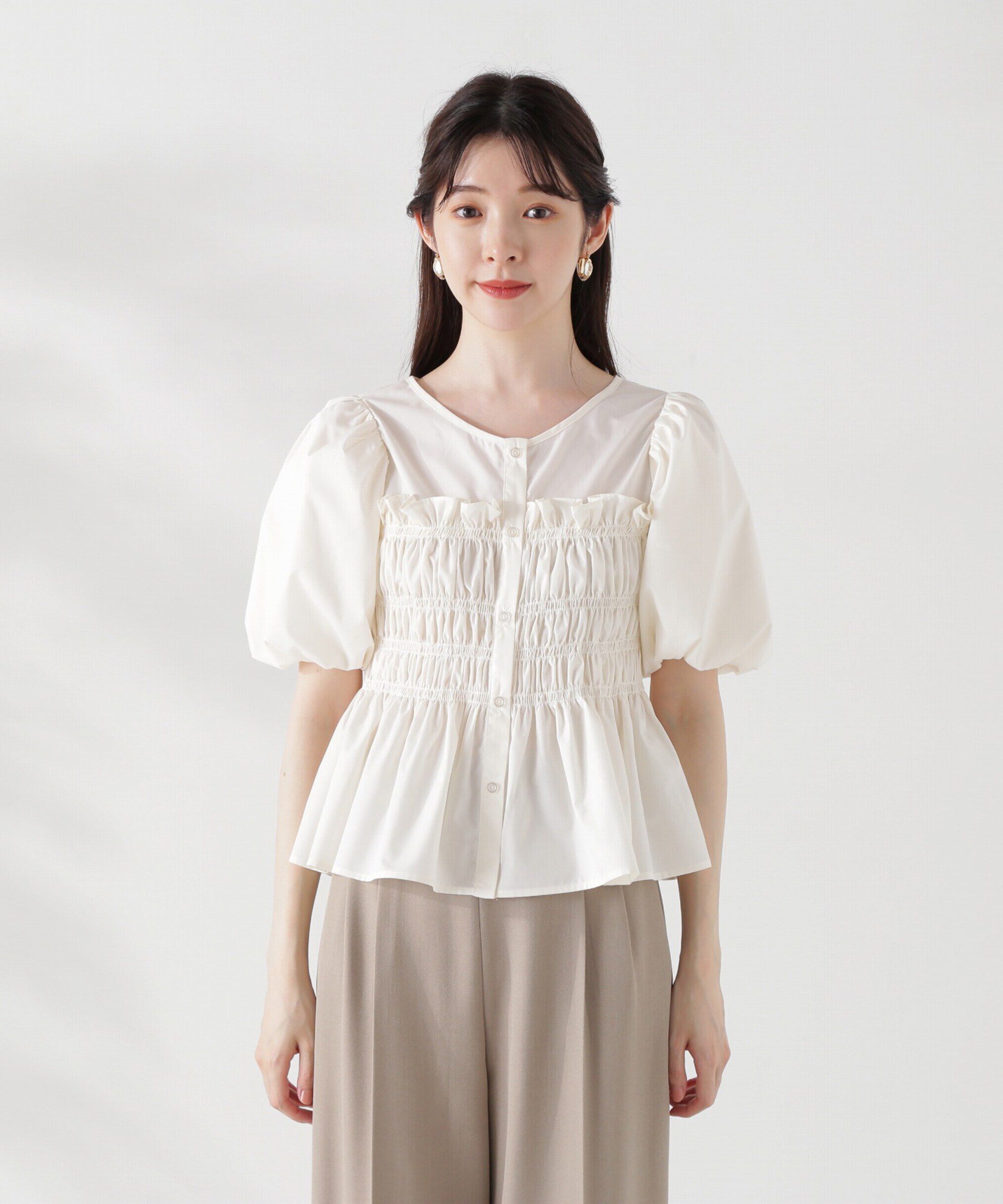 PROPORTION BODY DRESSING「ギャザーペプラムブラウス」|シャツ・ブラウス|
