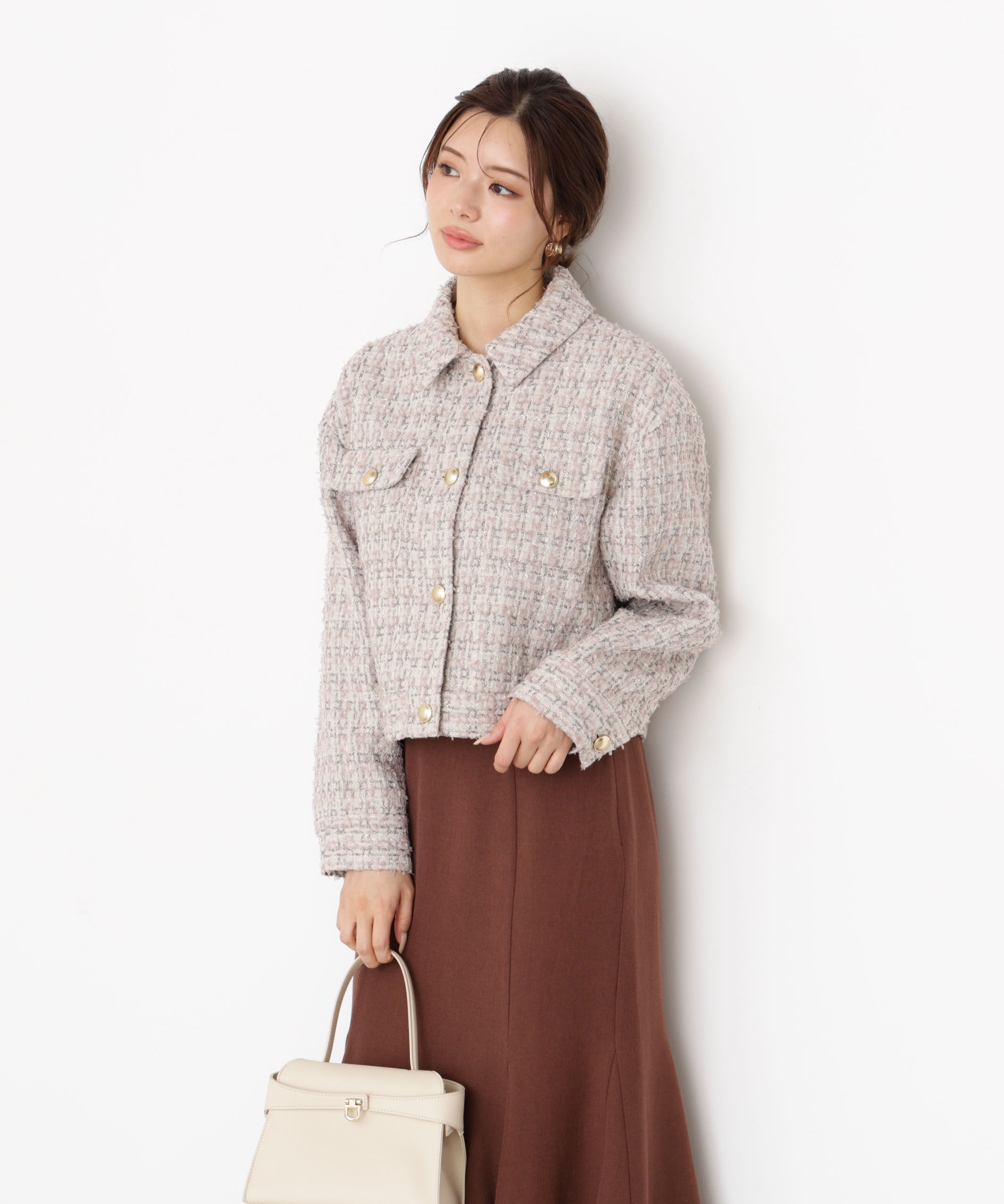 PROPORTION BODY DRESSING「ラメツイードブルゾン 25AW」|ブルゾン・スタジャン|