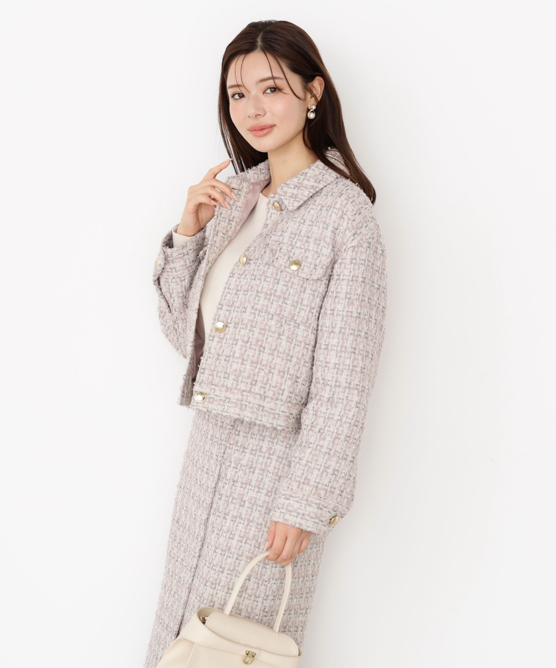 PROPORTION BODY DRESSING「ラメツイードブルゾン 25AW」|ブルゾン・スタジャン|