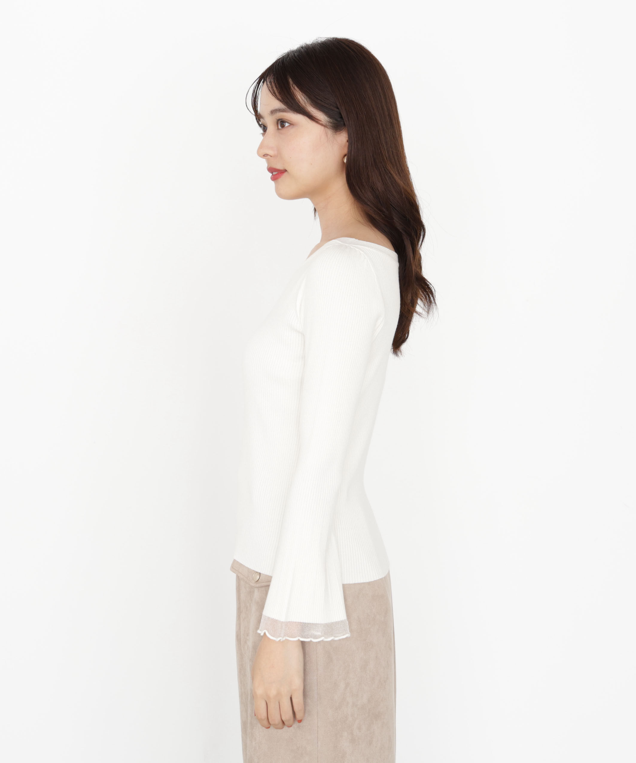 PROPORTION BODY DRESSING「＜ハンドウォッシャブル＞ハートネック部分シアースリーブニット 25AW」|ニット・セーター|