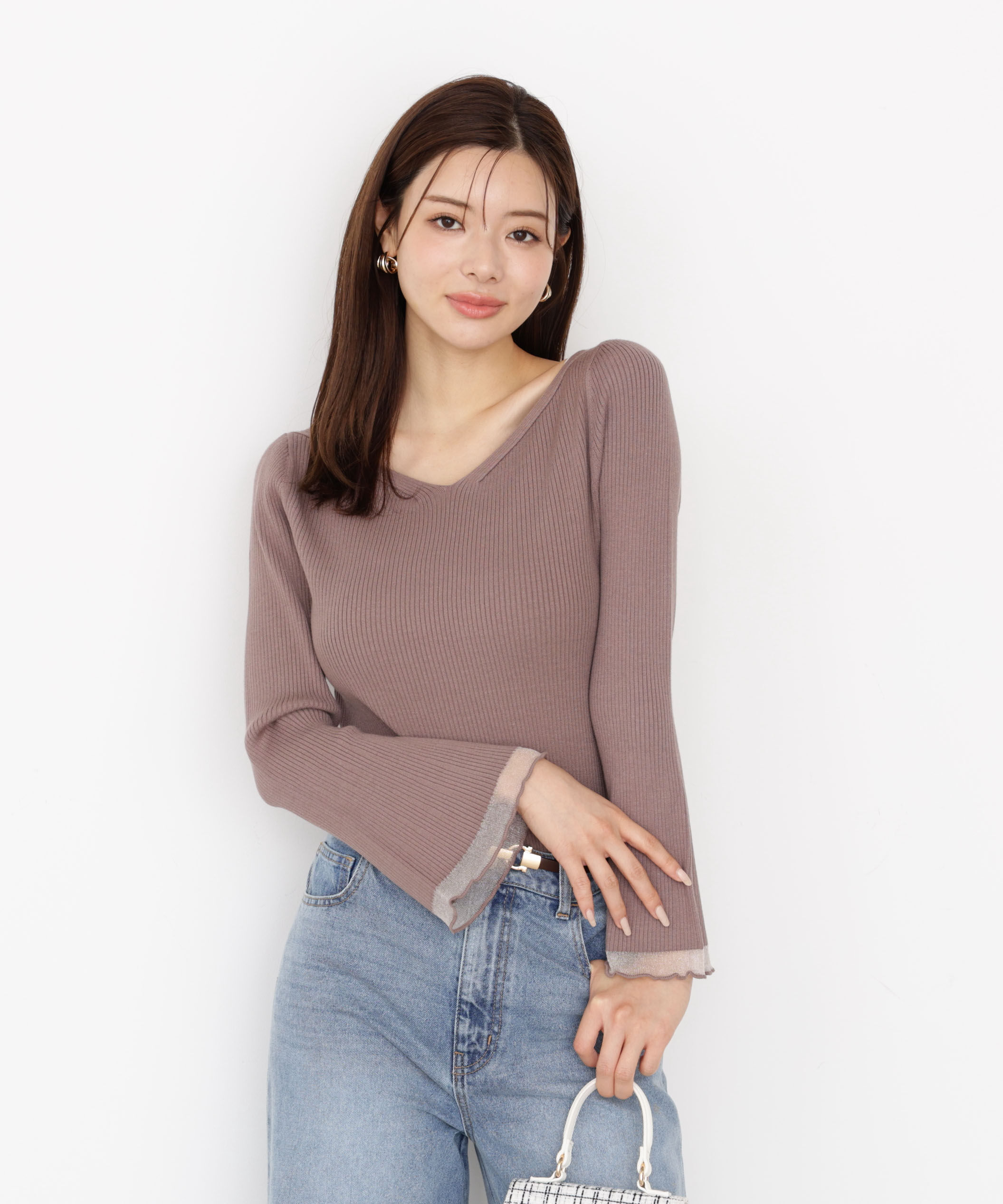 PROPORTION BODY DRESSING「＜ハンドウォッシャブル＞ハートネック部分シアースリーブニット 25AW」|ニット・セーター|