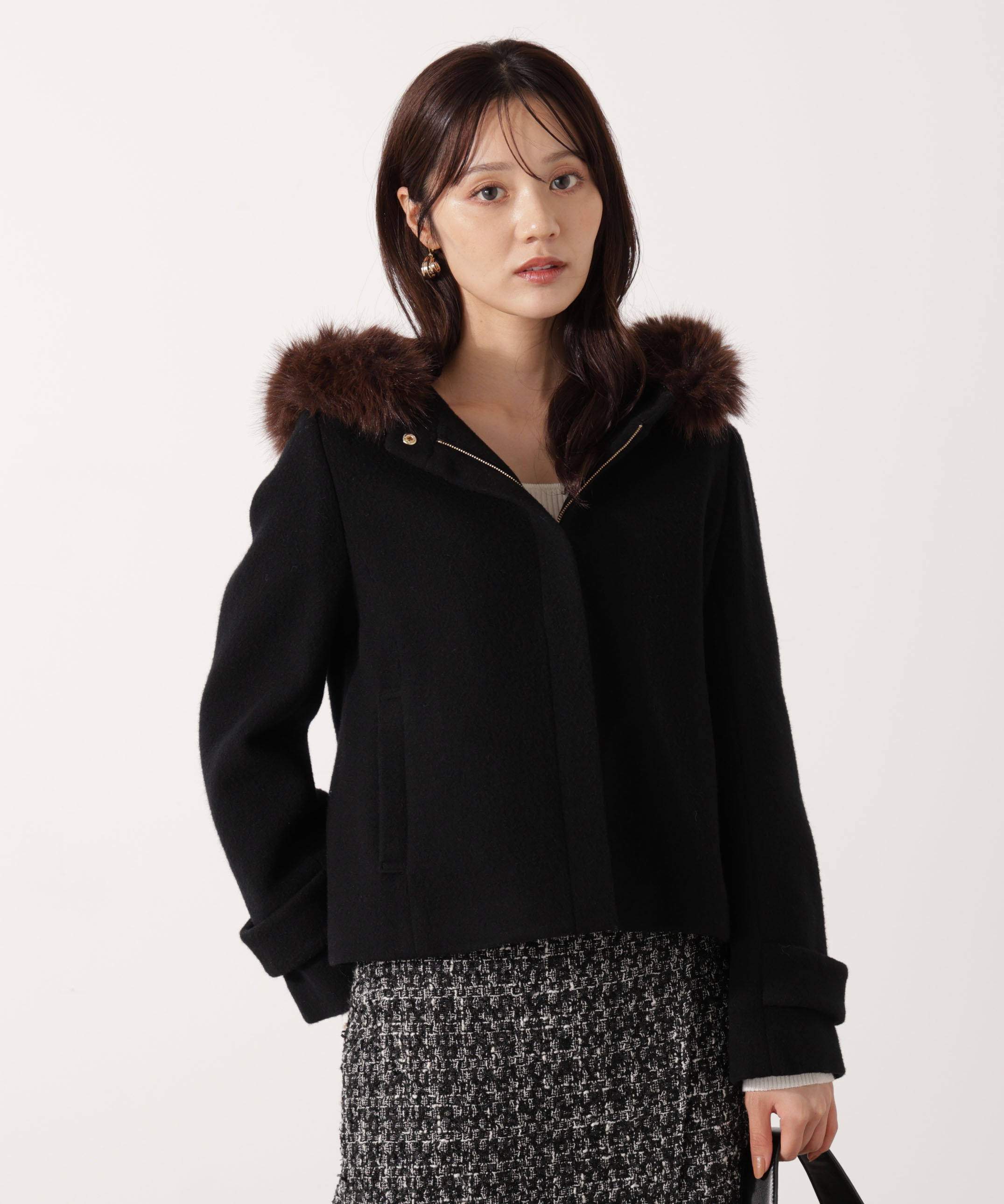 PROPORTION BODY DRESSING「モッサフードフェイクファーショートコート 25AW」|ブルゾン・スタジャン|