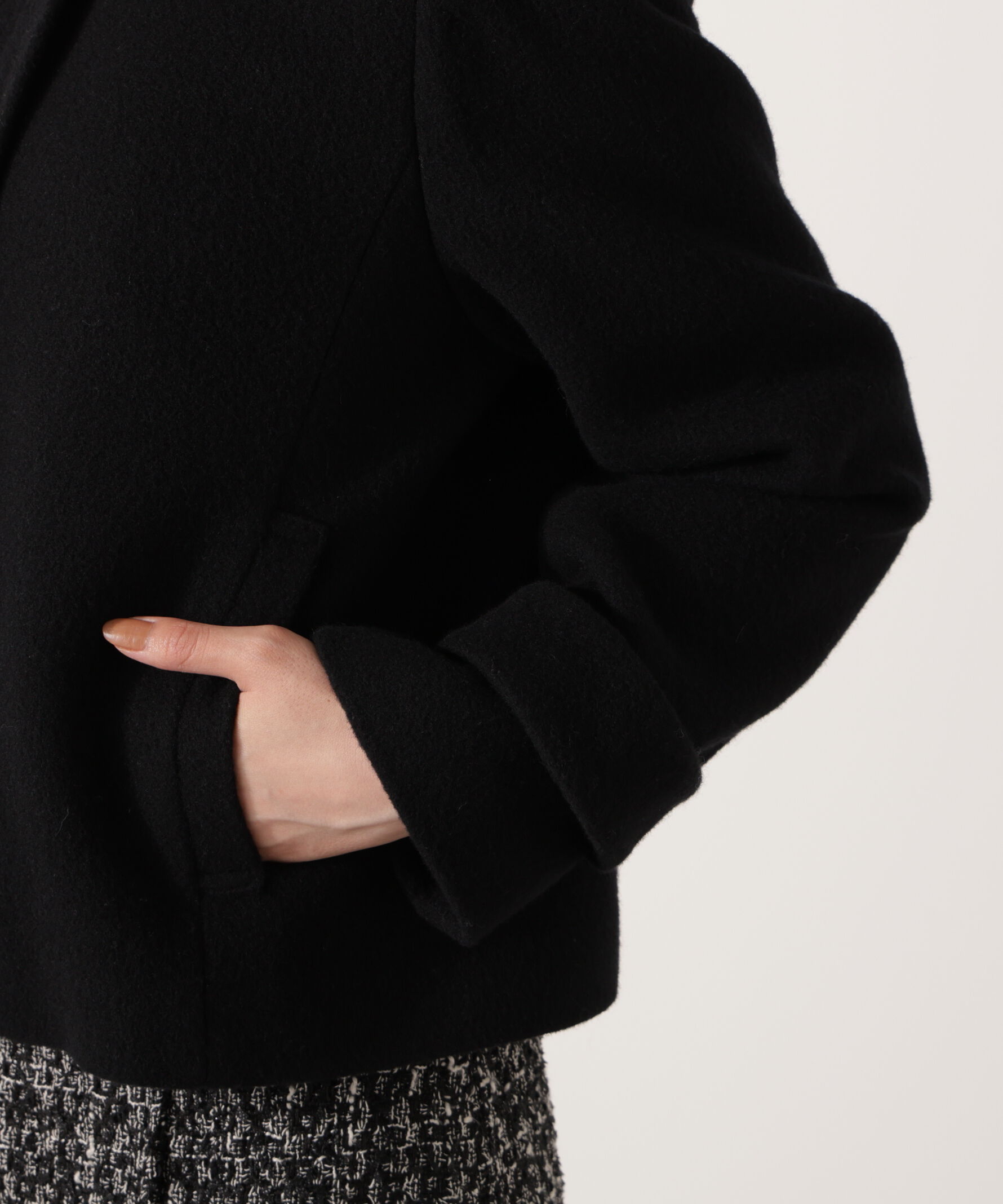 PROPORTION BODY DRESSING「モッサフードフェイクファーショートコート 25AW」|ブルゾン・スタジャン|