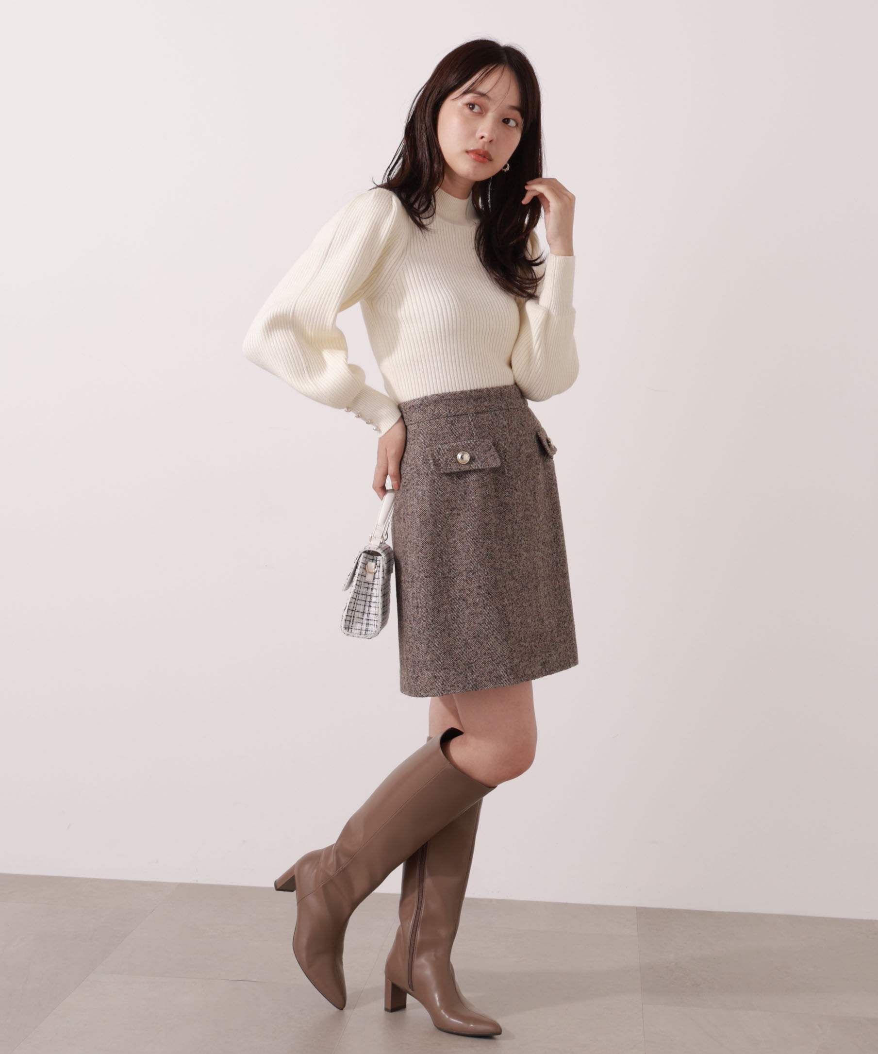 PROPORTION BODY DRESSING「＜ハンドウォッシャブル＞ハイネックボリュームスリーブニット 25AW」|ニット・セーター|