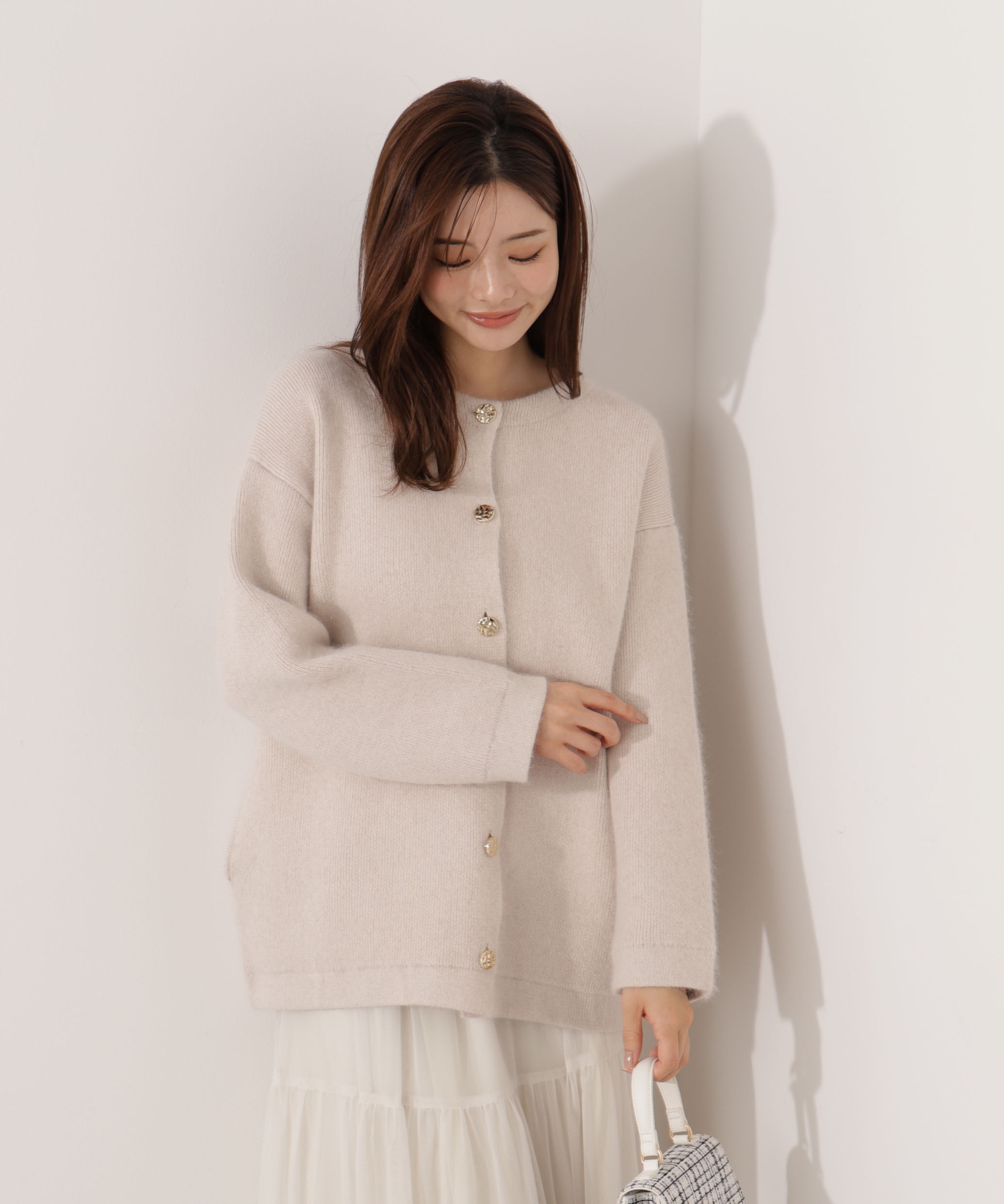 PROPORTION BODY DRESSING「FOX混ダブルフェイスニットカーディガン 25AW」|カーディガン|