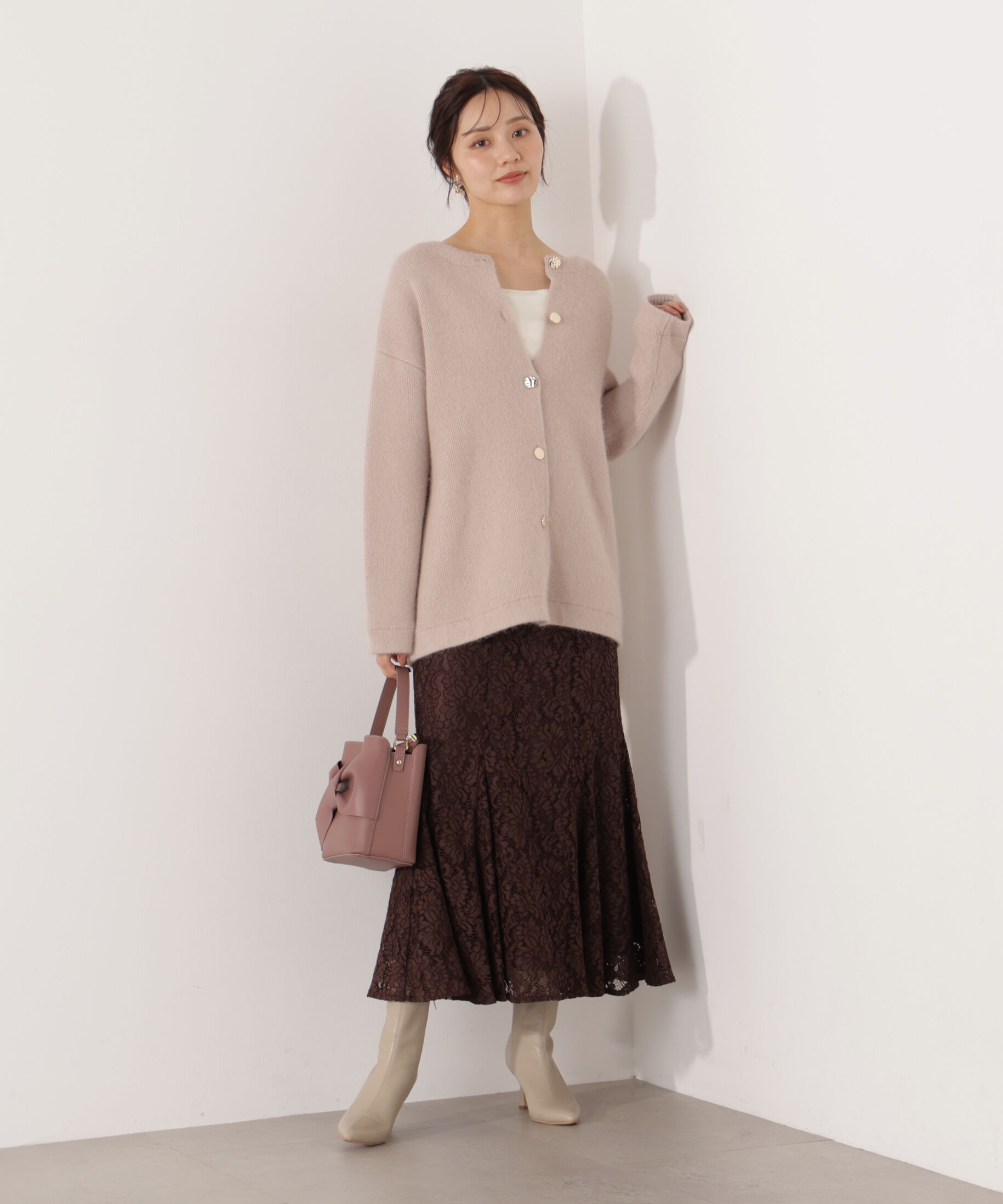 PROPORTION BODY DRESSING「FOX混ダブルフェイスニットカーディガン 25AW」|カーディガン|