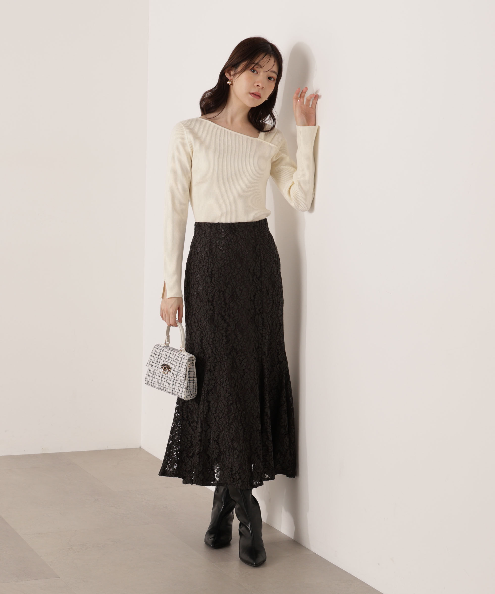 PROPORTION BODY DRESSING「レースマーメイドスカート 25AW」|スカート|チャコール2