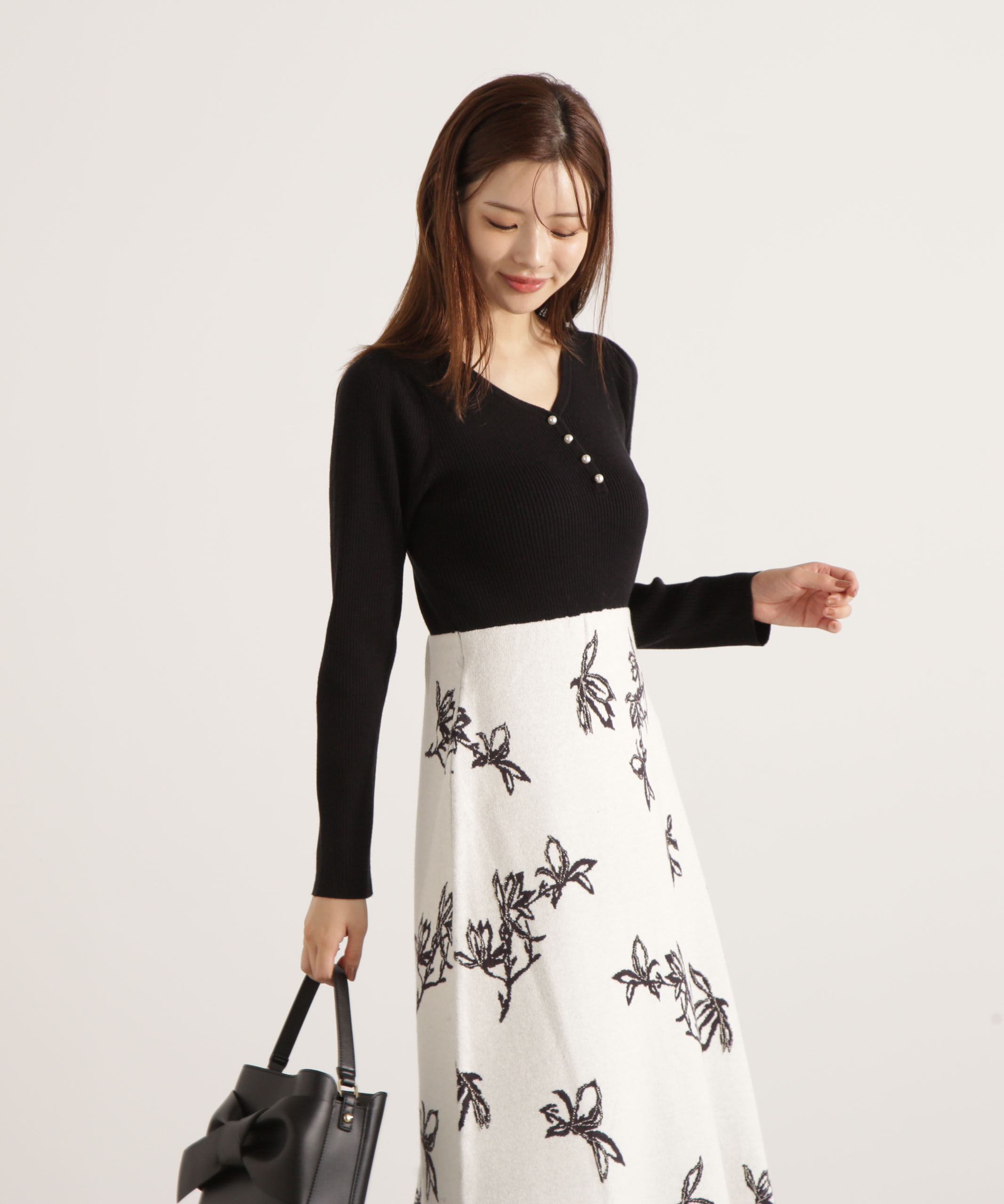 PROPORTION BODY DRESSING「花柄ジャガードニットワンピース 25AW」|ワンピース|