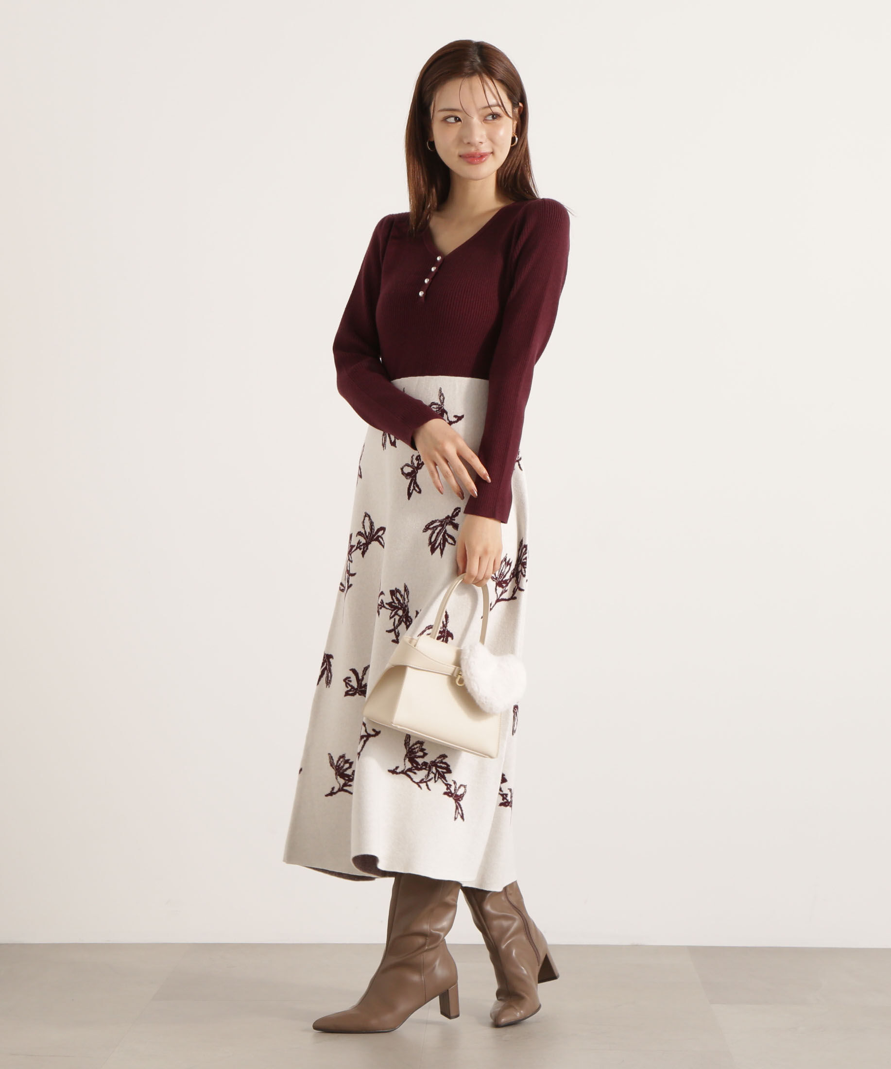 PROPORTION BODY DRESSING「花柄ジャガードニットワンピース 25AW」|ワンピース|