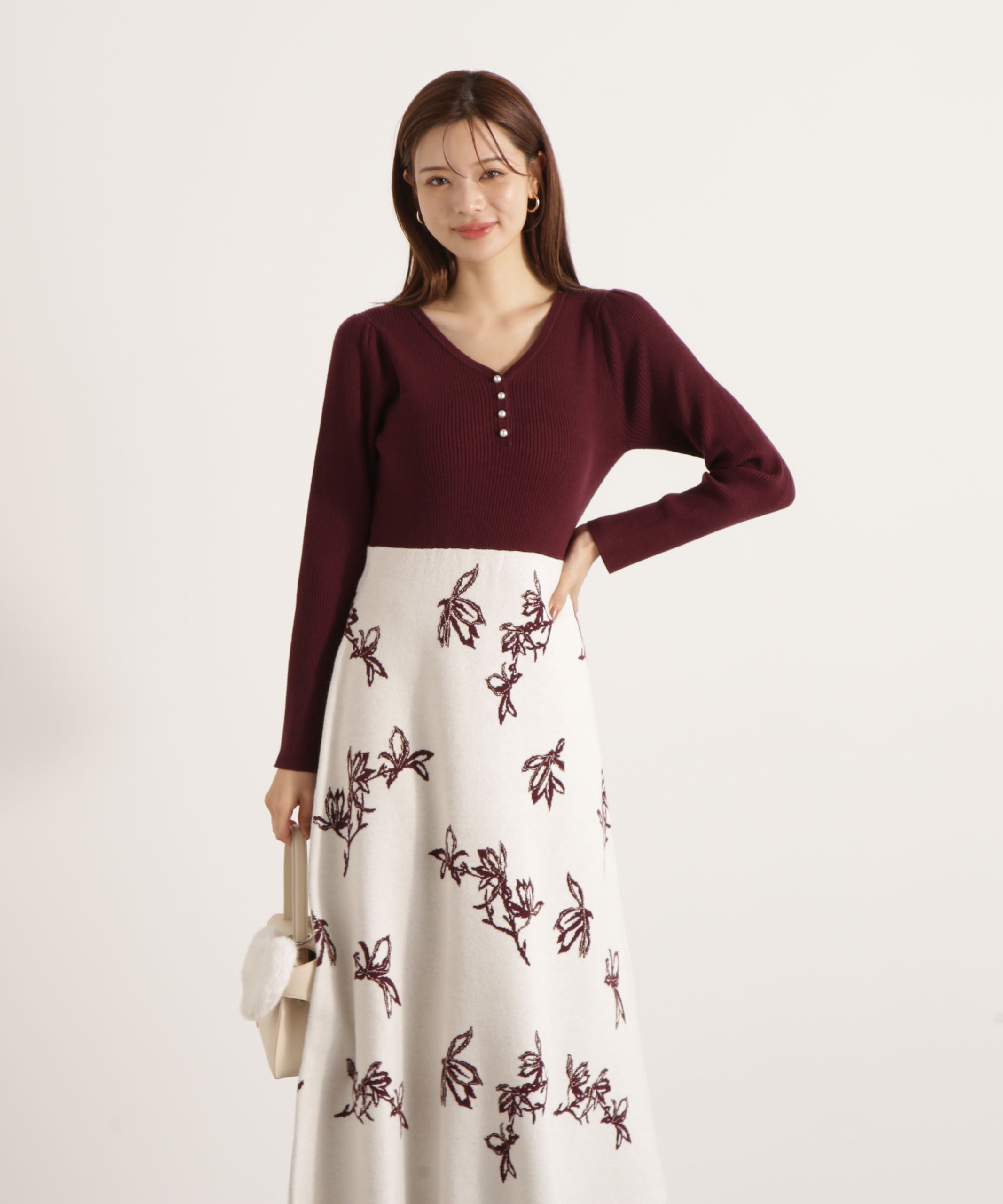 PROPORTION BODY DRESSING「花柄ジャガードニットワンピース 25AW」|ワンピース|